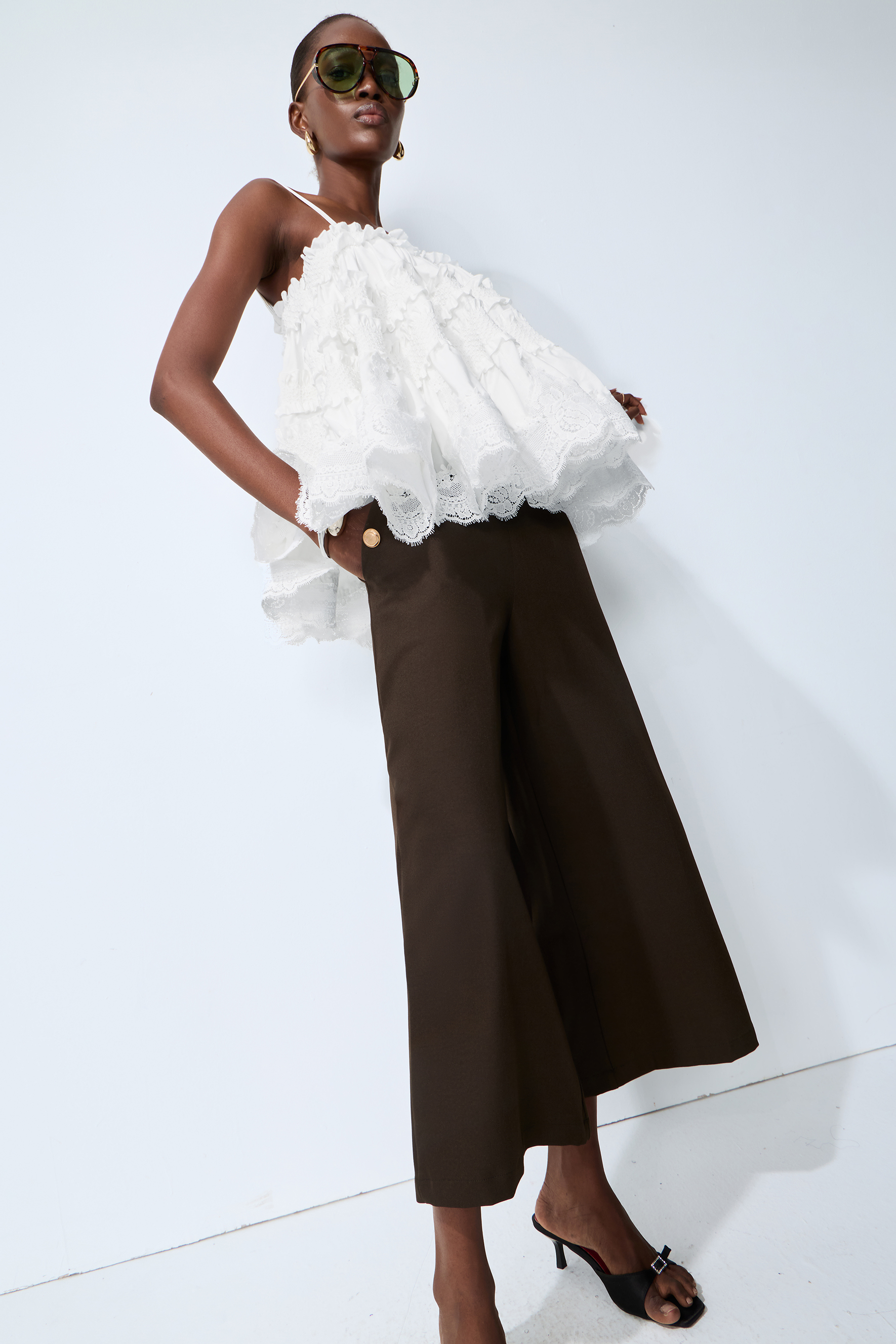 Stay So Sweet White Tiered Ruffle Spaghetti Strap Top