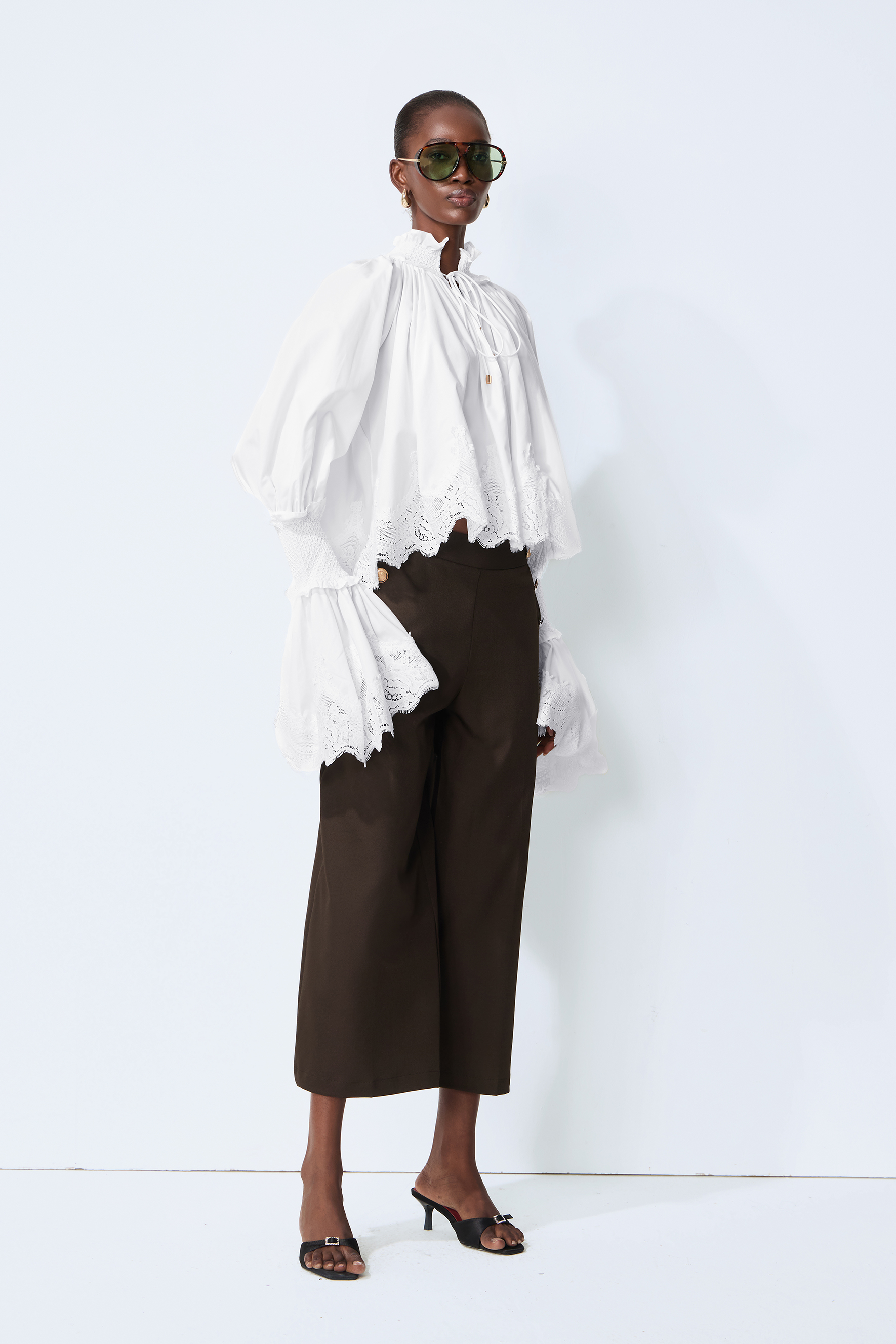 Simply Refined Brown High Waist Gold Button Pants