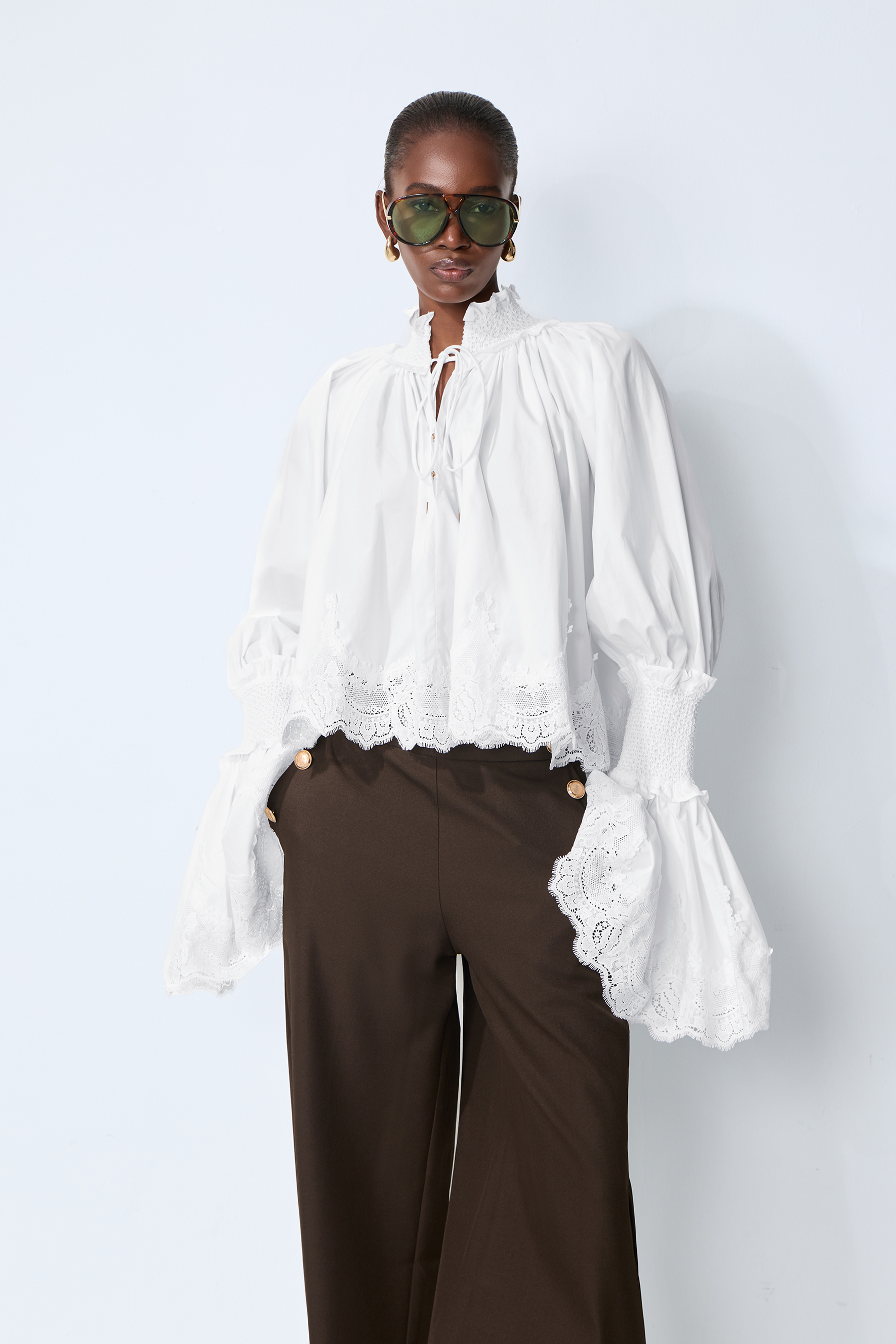 Simply Refined Brown High Waist Gold Button Pants