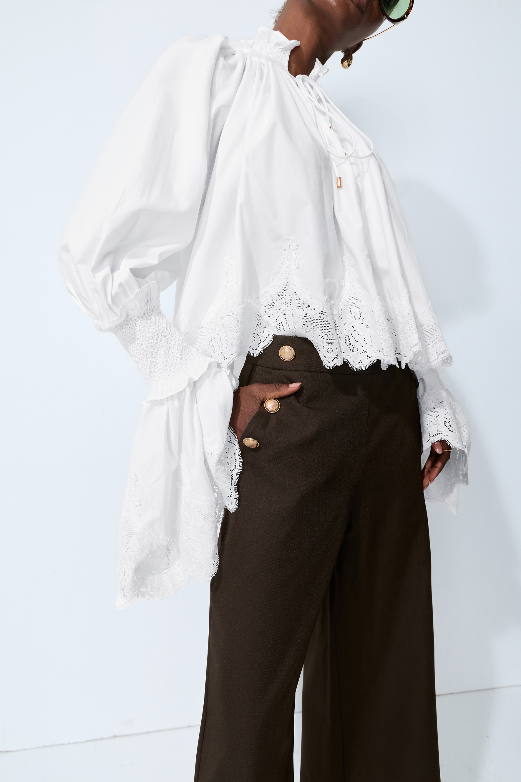 Simply Refined Brown High Waist Gold Button Pants