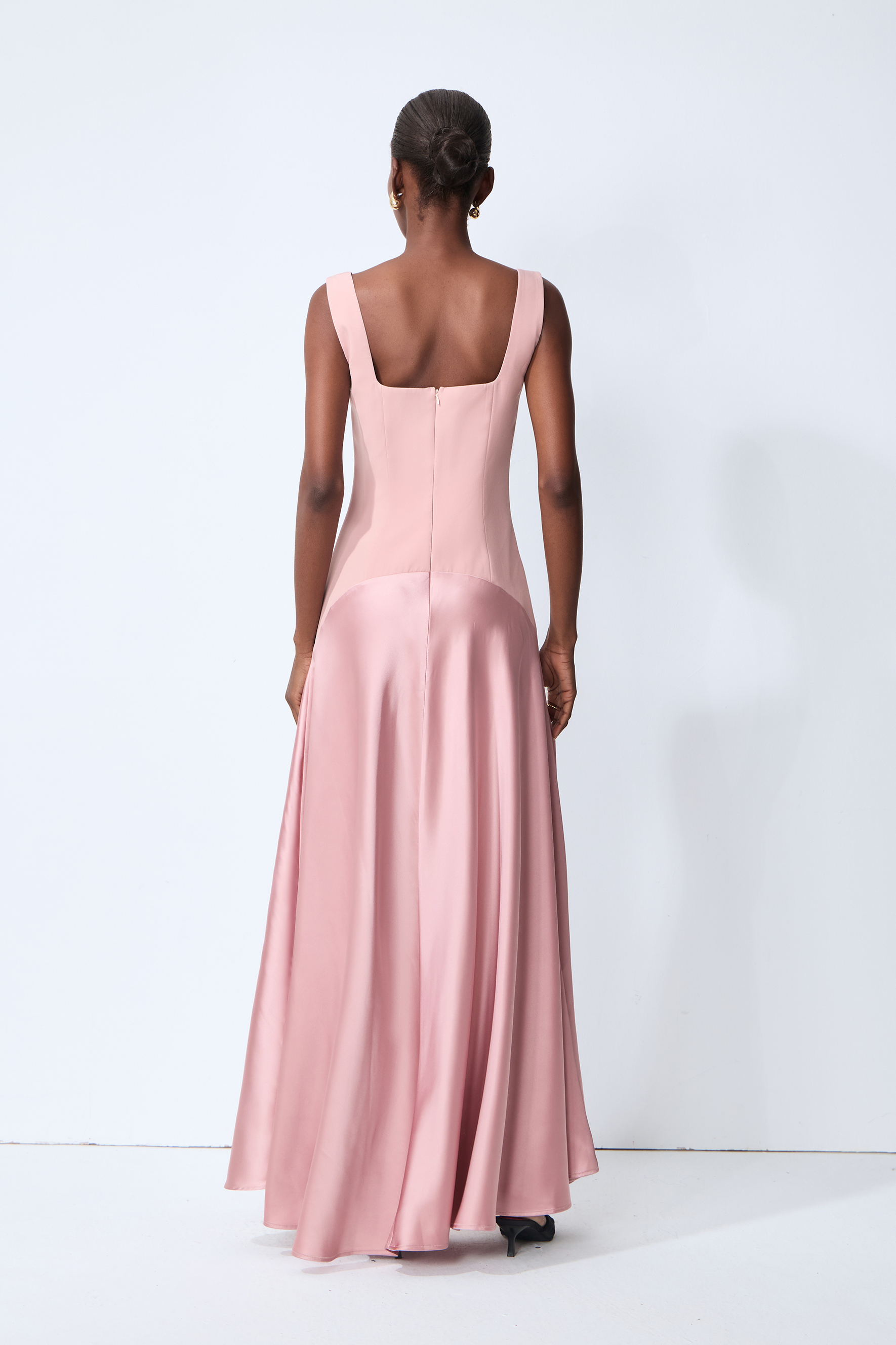 Love This Feeling Pink Square Neck Sleeveless Satin Maxi Dress