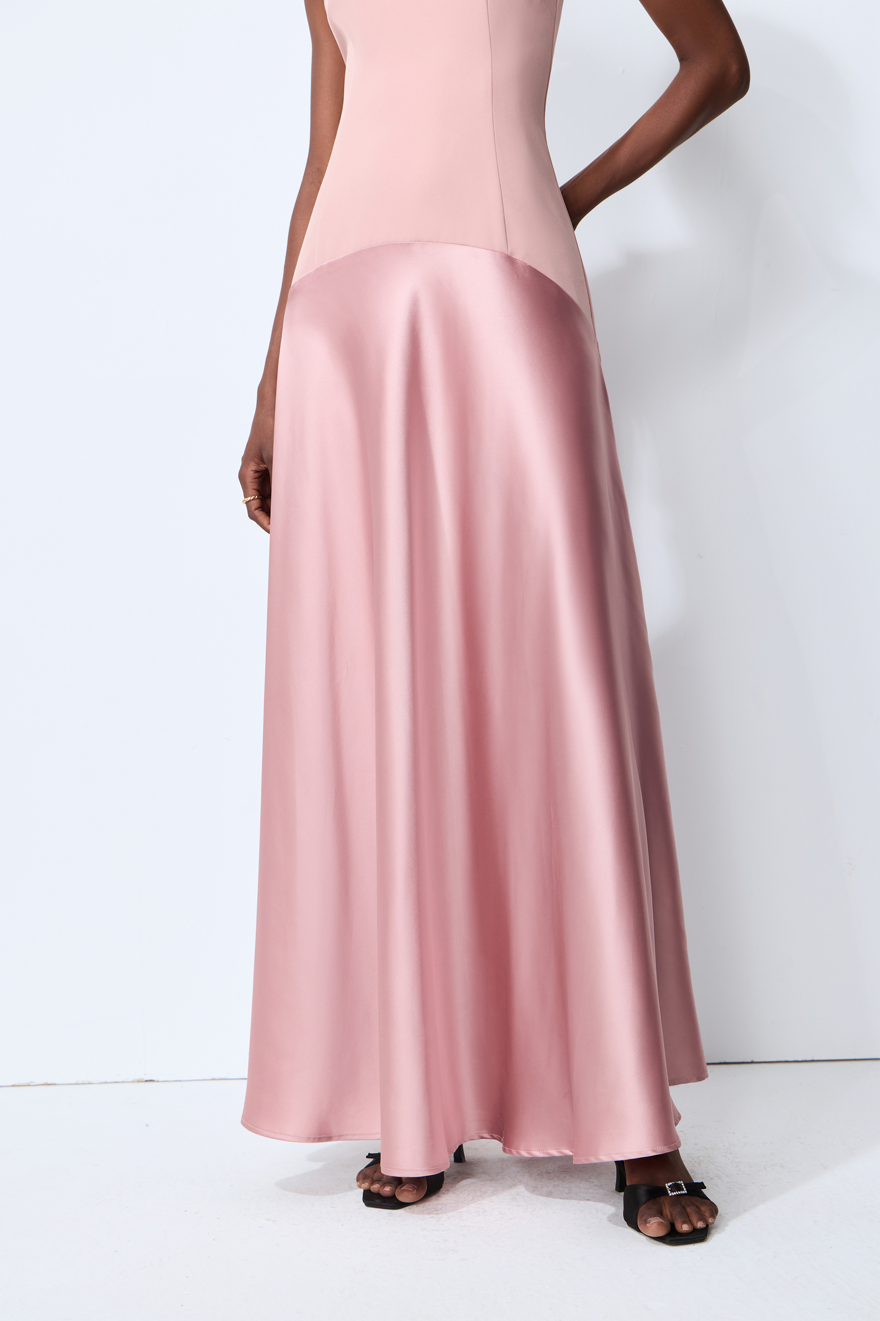 Love This Feeling Pink Square Neck Sleeveless Satin Maxi Dress
