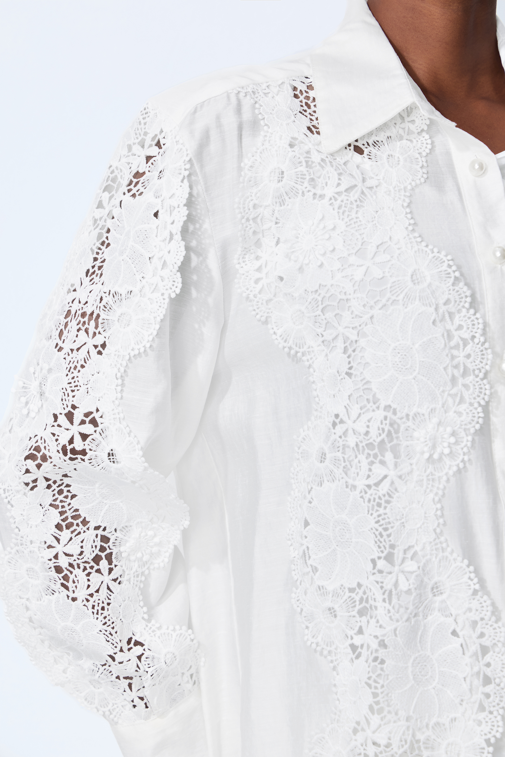 Life Goals White Lace Panel Shirt & Wide Leg Pants Set