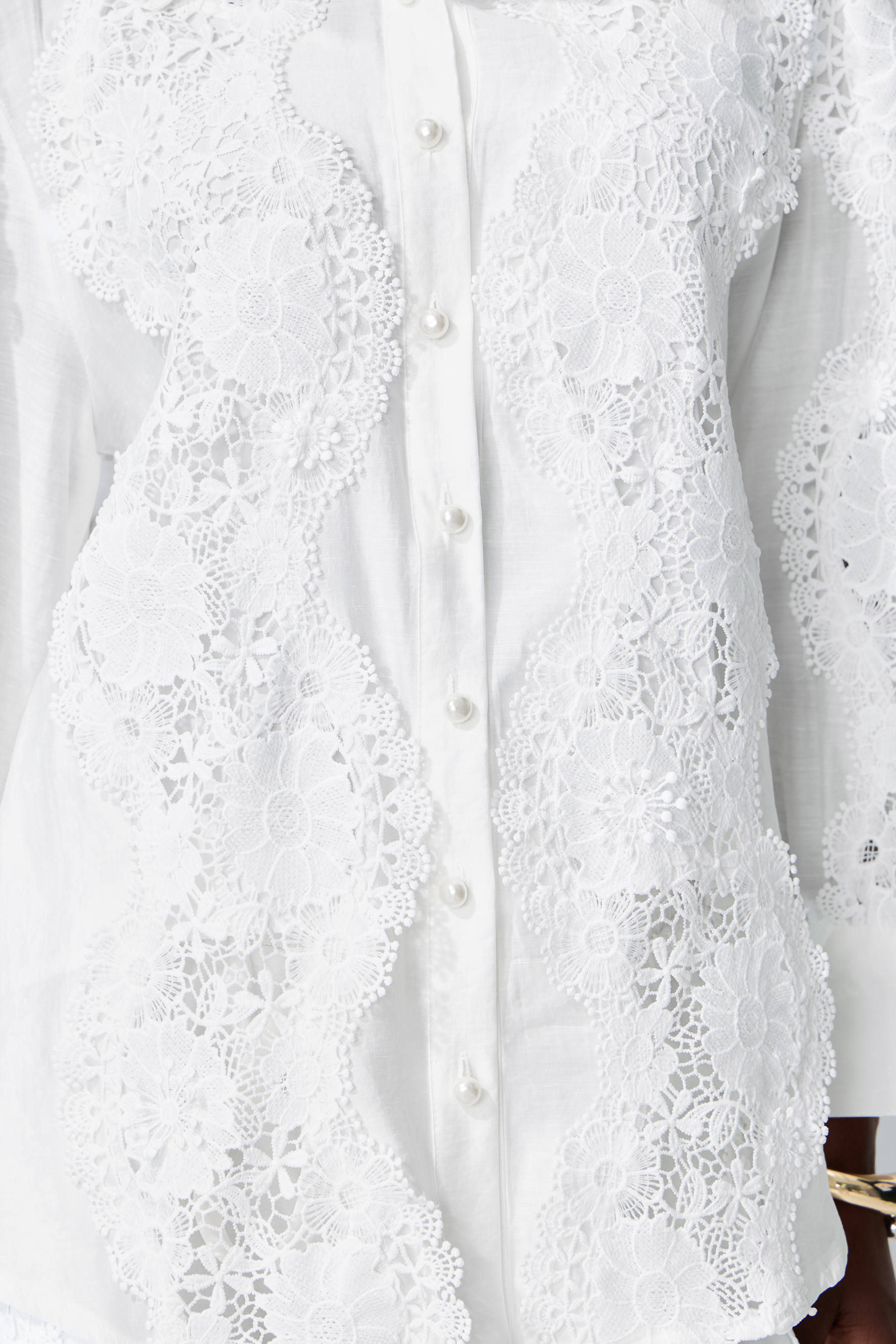 Life Goals White Lace Panel Shirt & Wide Leg Pants Set