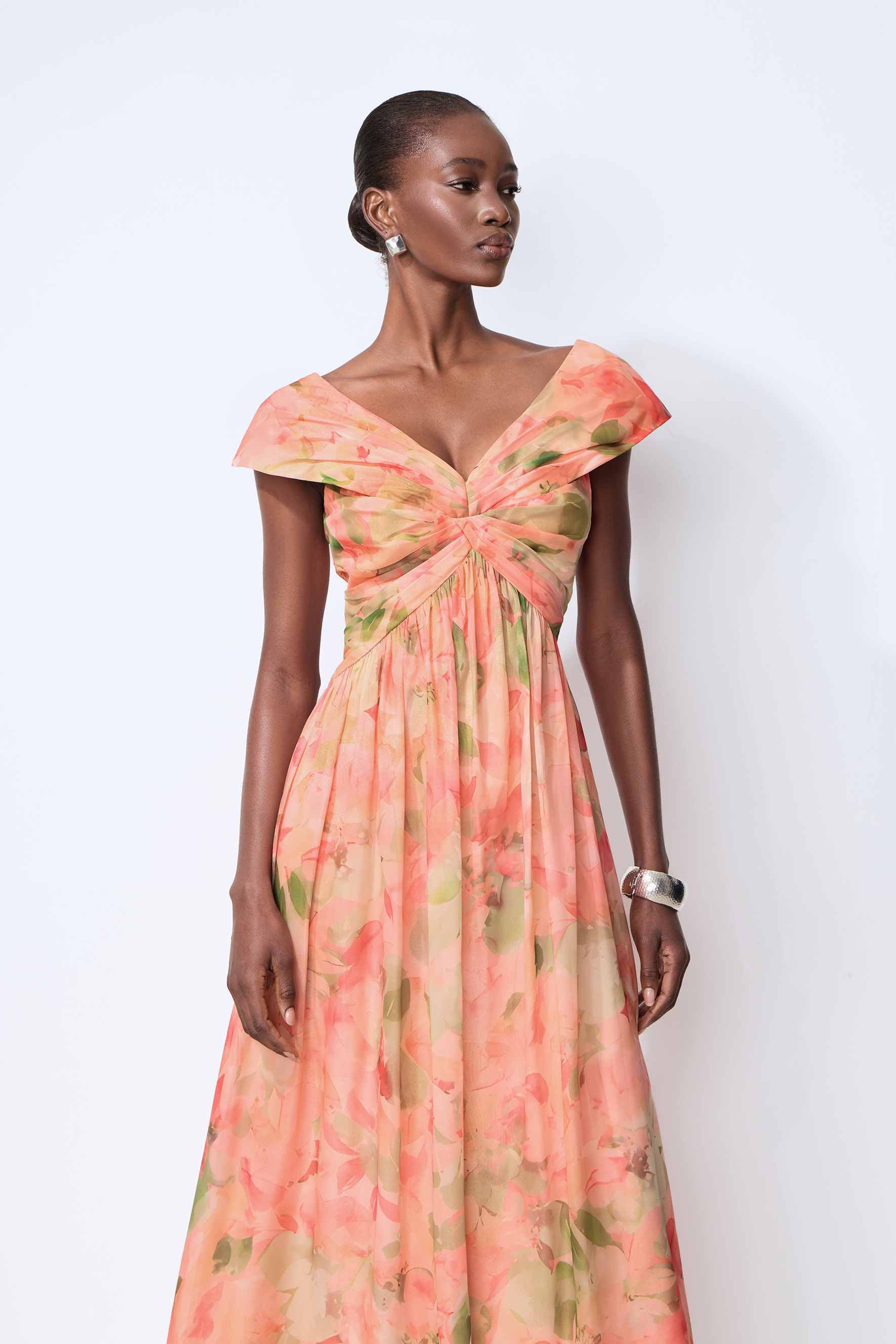 Love In Bloom Pink Floral Print Off Shoulder Maxi Dress
