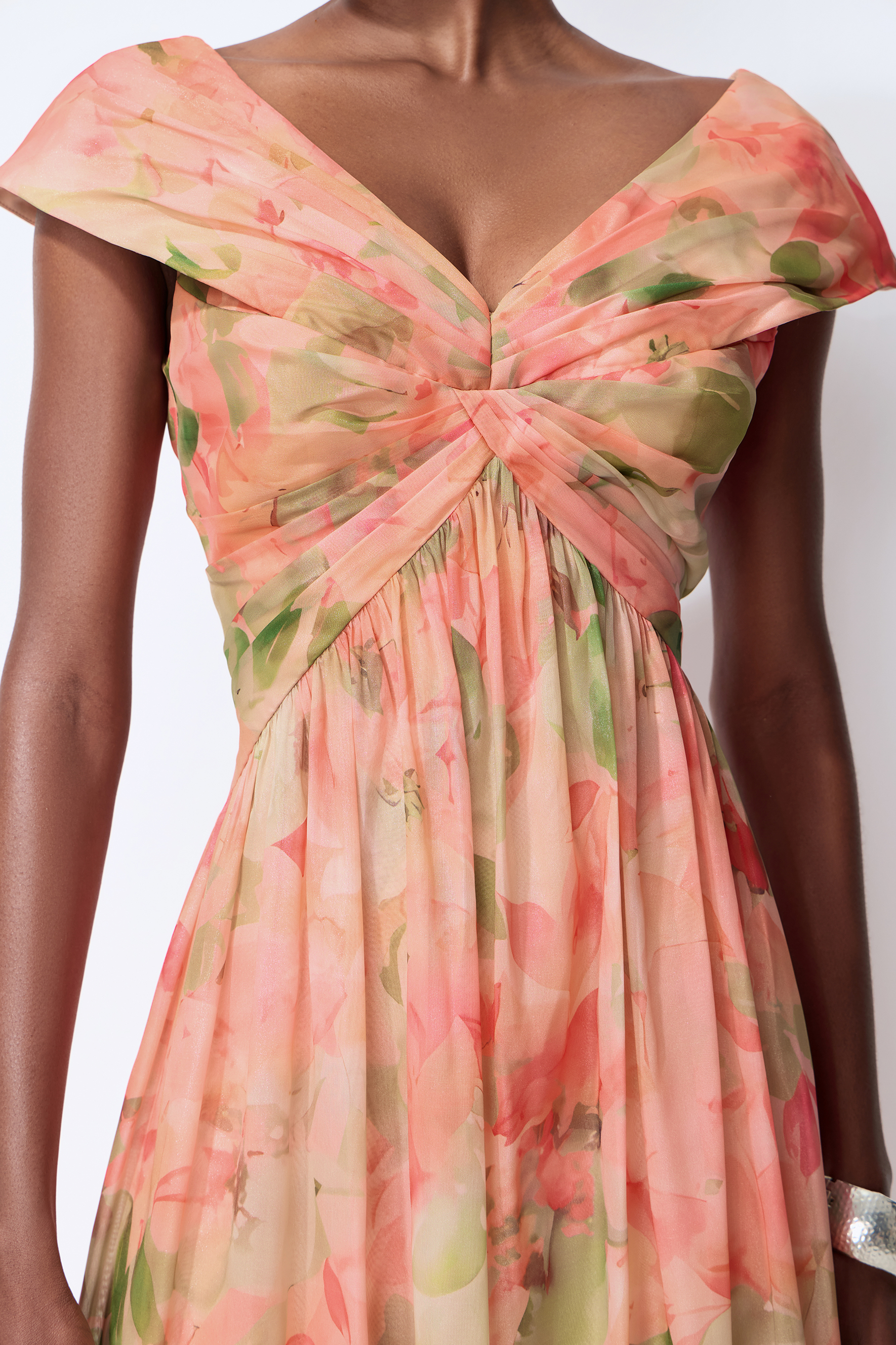 Love In Bloom Pink Floral Print Off Shoulder Maxi Dress