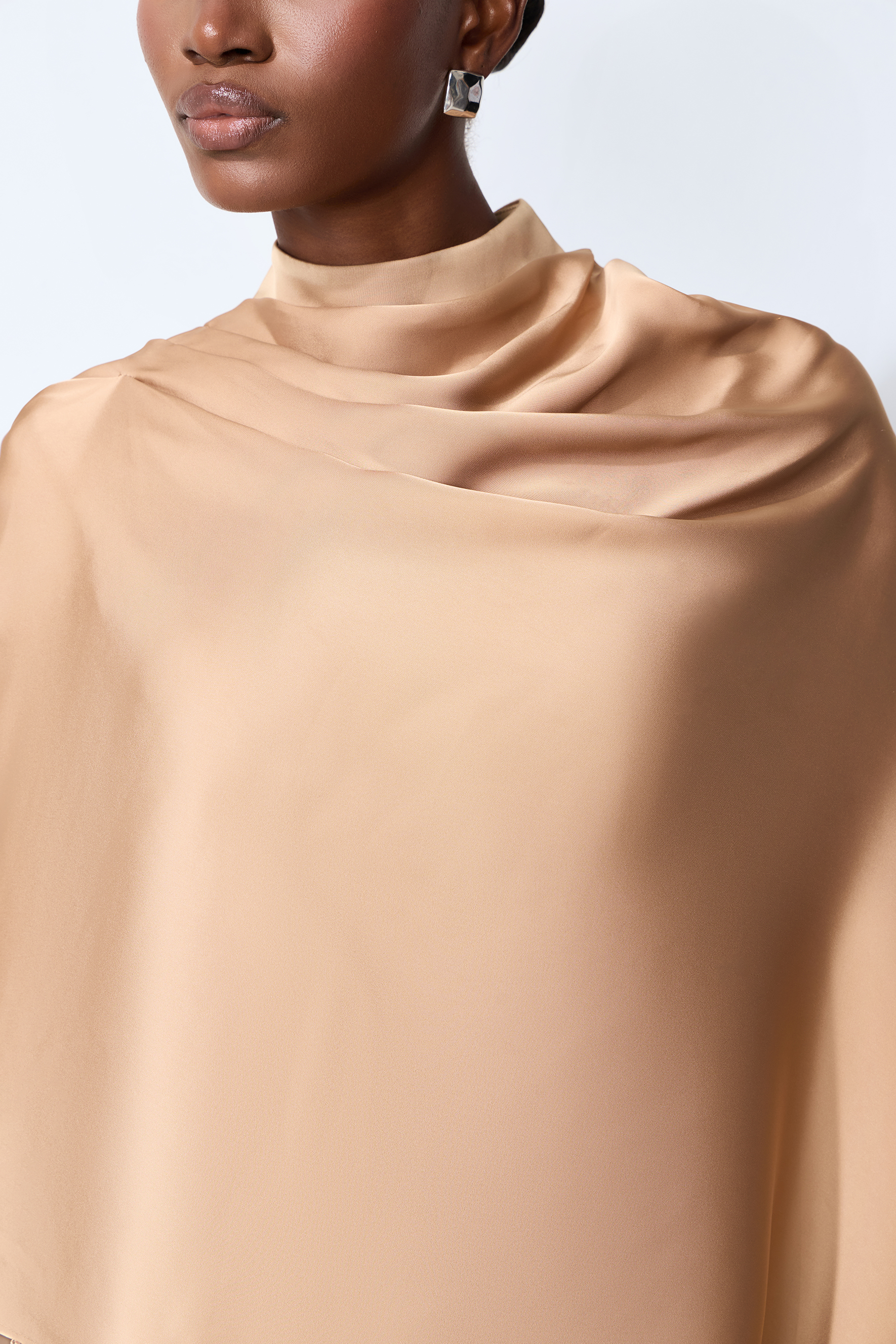 Immaculate Chicness Khaki Satin Cape Top & Sequin Pants Set