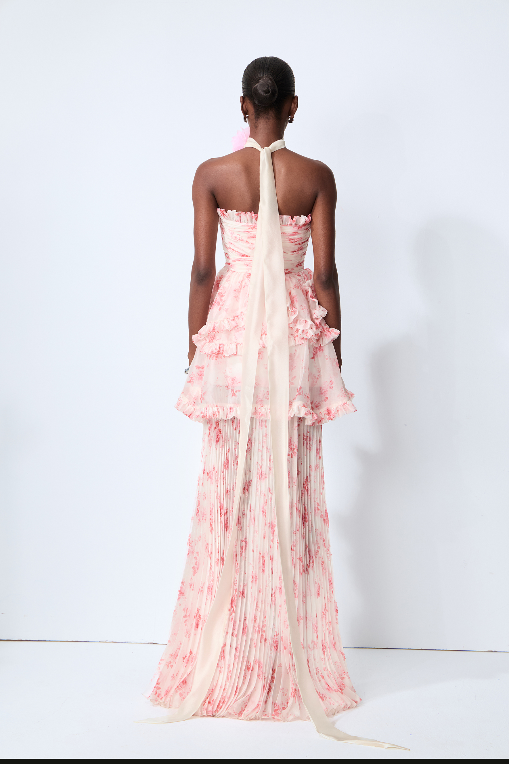 Like An Angel Pink Floral Print Tiered Ruffle Mini Dress