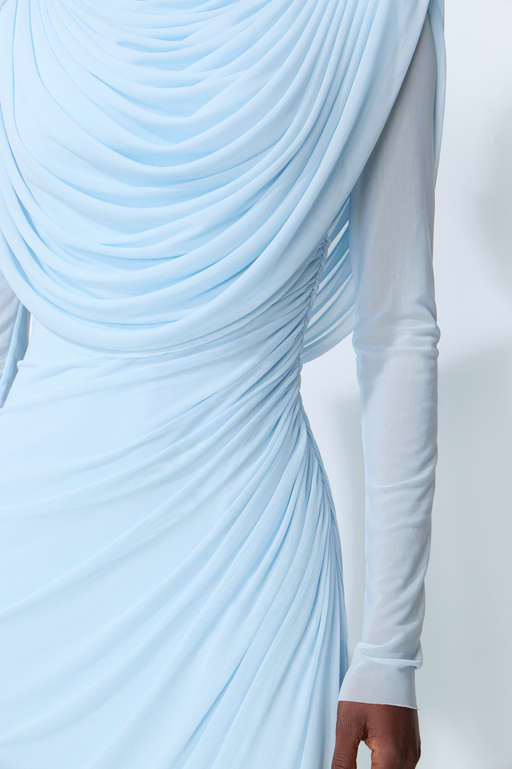 One Last Dance Blue Cowl Neck Long Sleeve Maxi Dress
