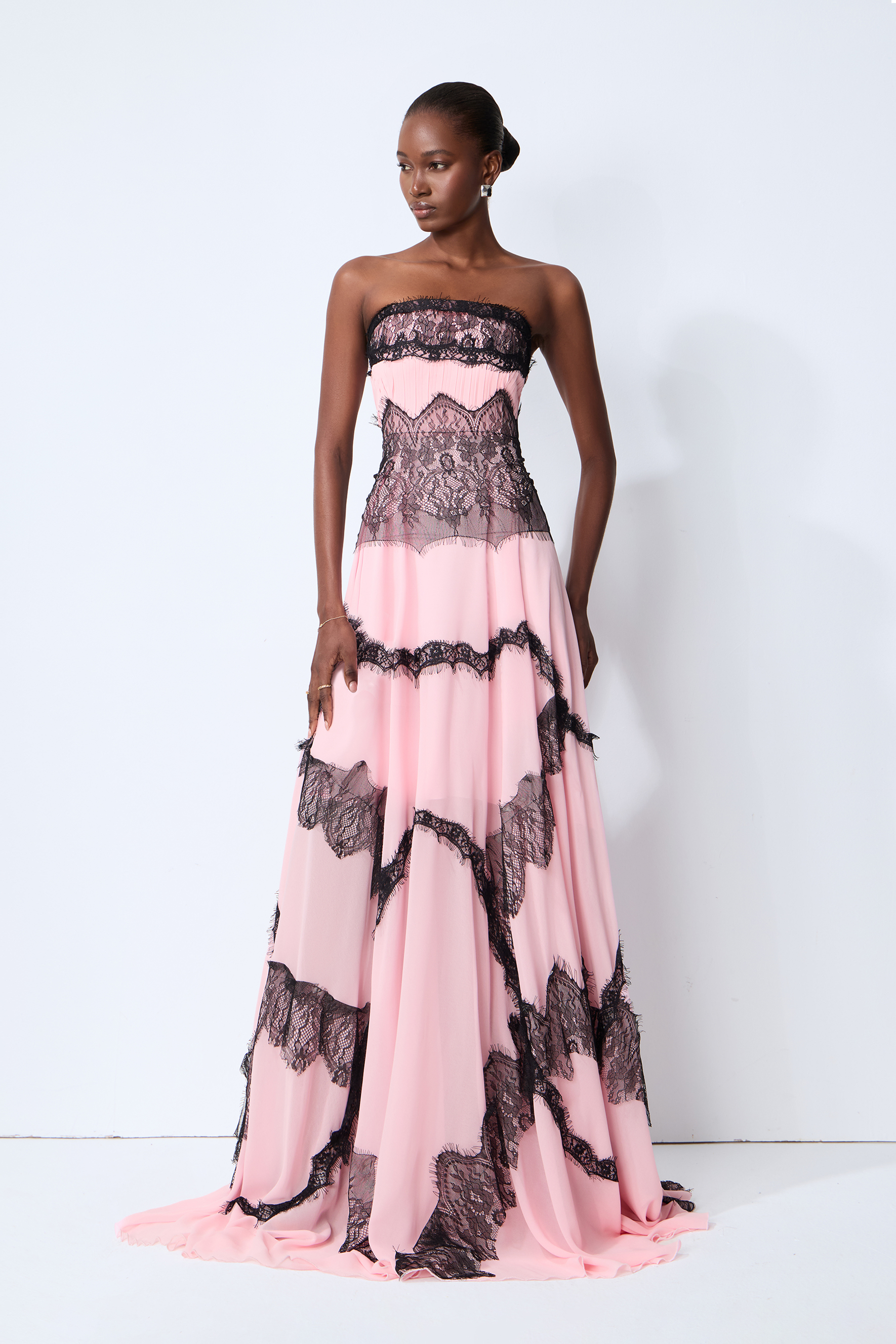 Secret Grove Pink Strapless Lace Trim Maxi Dress