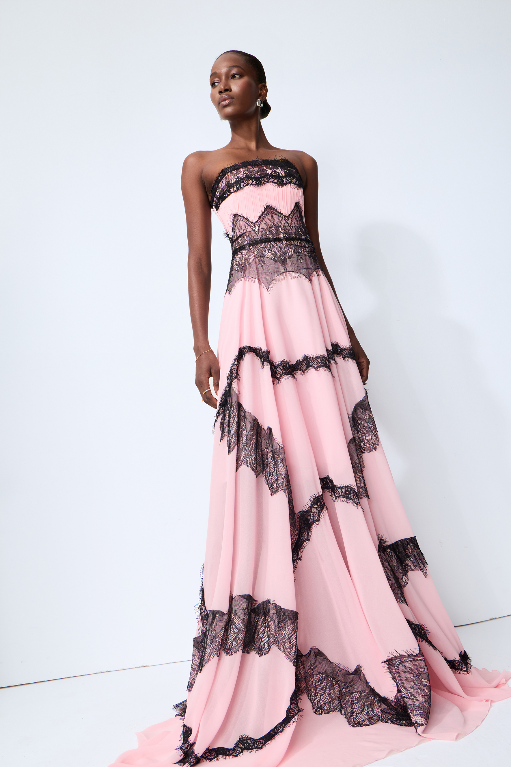 Secret Grove Pink Strapless Lace Trim Maxi Dress