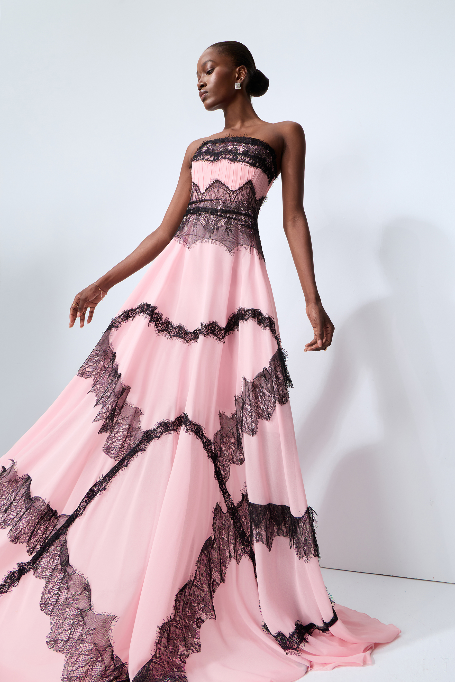 Secret Grove Pink Strapless Lace Trim Maxi Dress