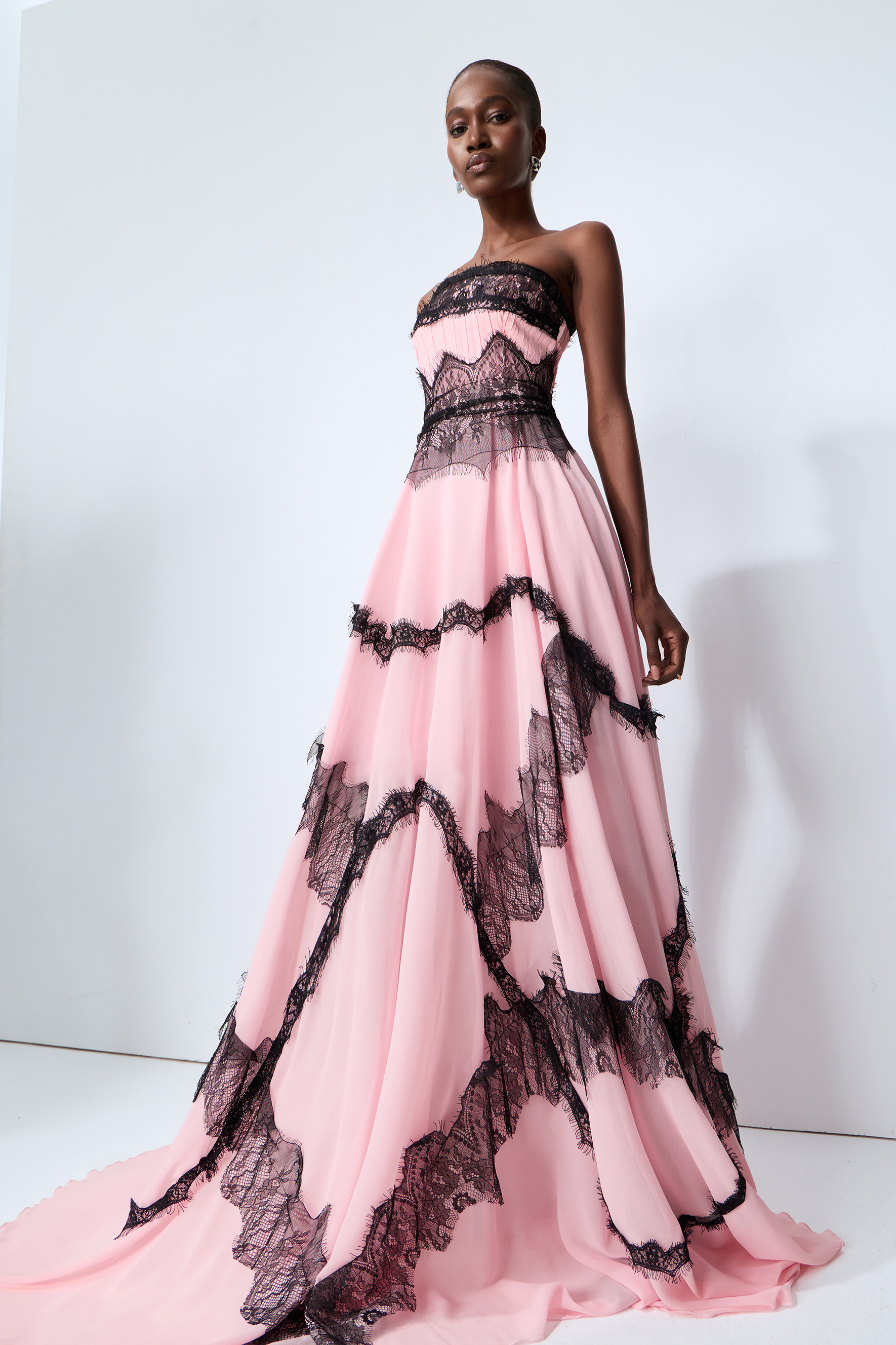 Secret Grove Pink Strapless Lace Trim Maxi Dress