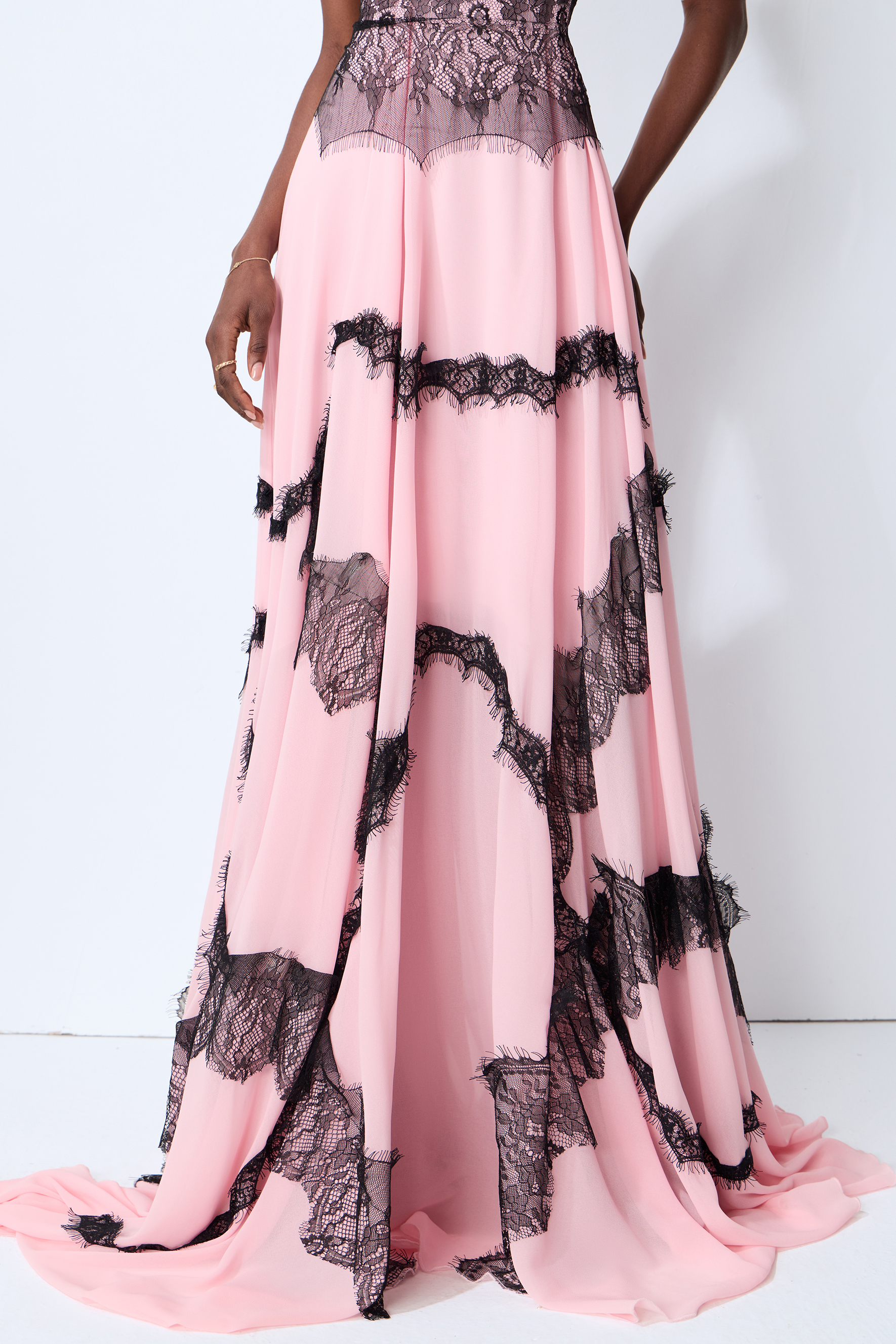 Secret Grove Pink Strapless Lace Trim Maxi Dress