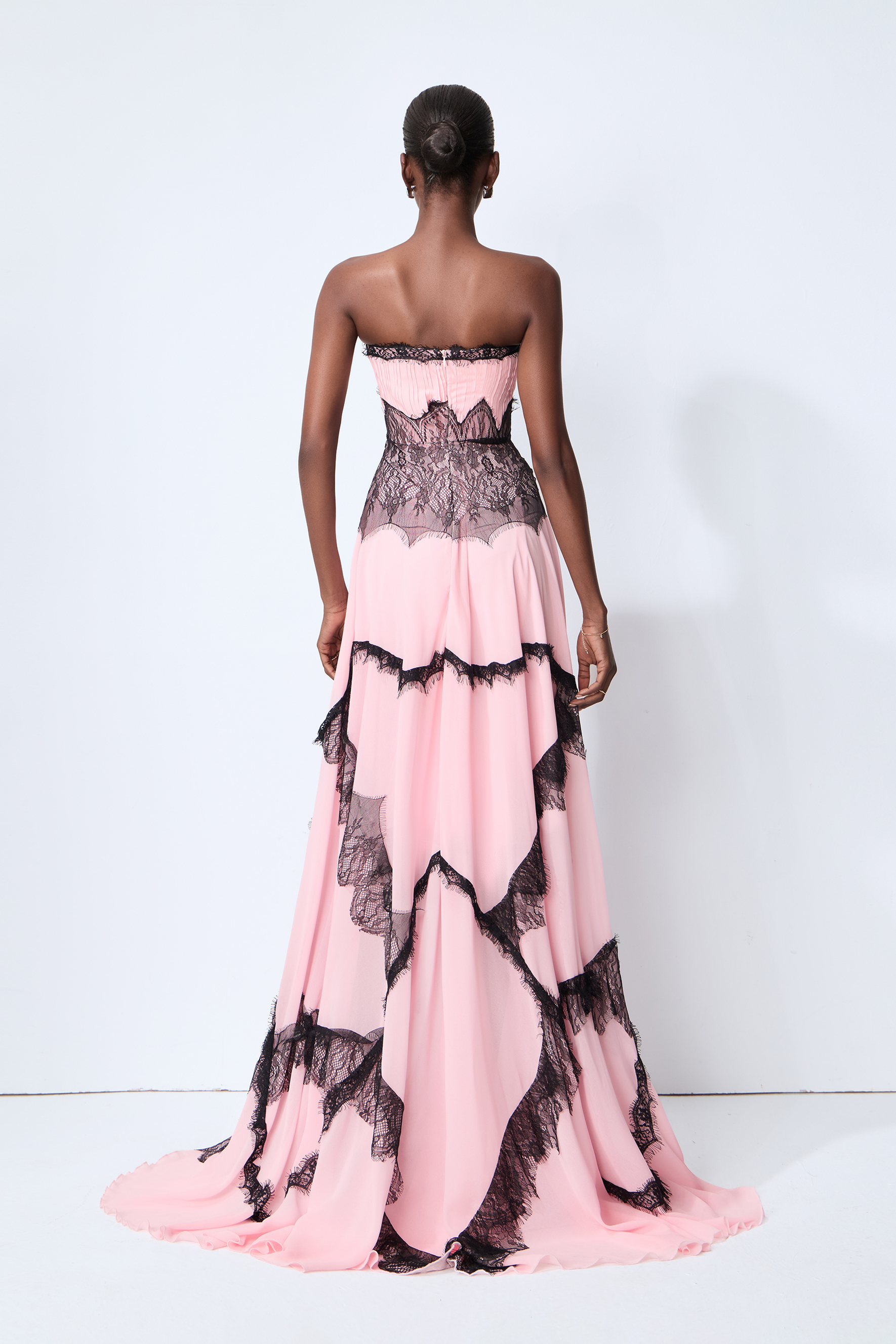 Secret Grove Pink Strapless Lace Trim Maxi Dress