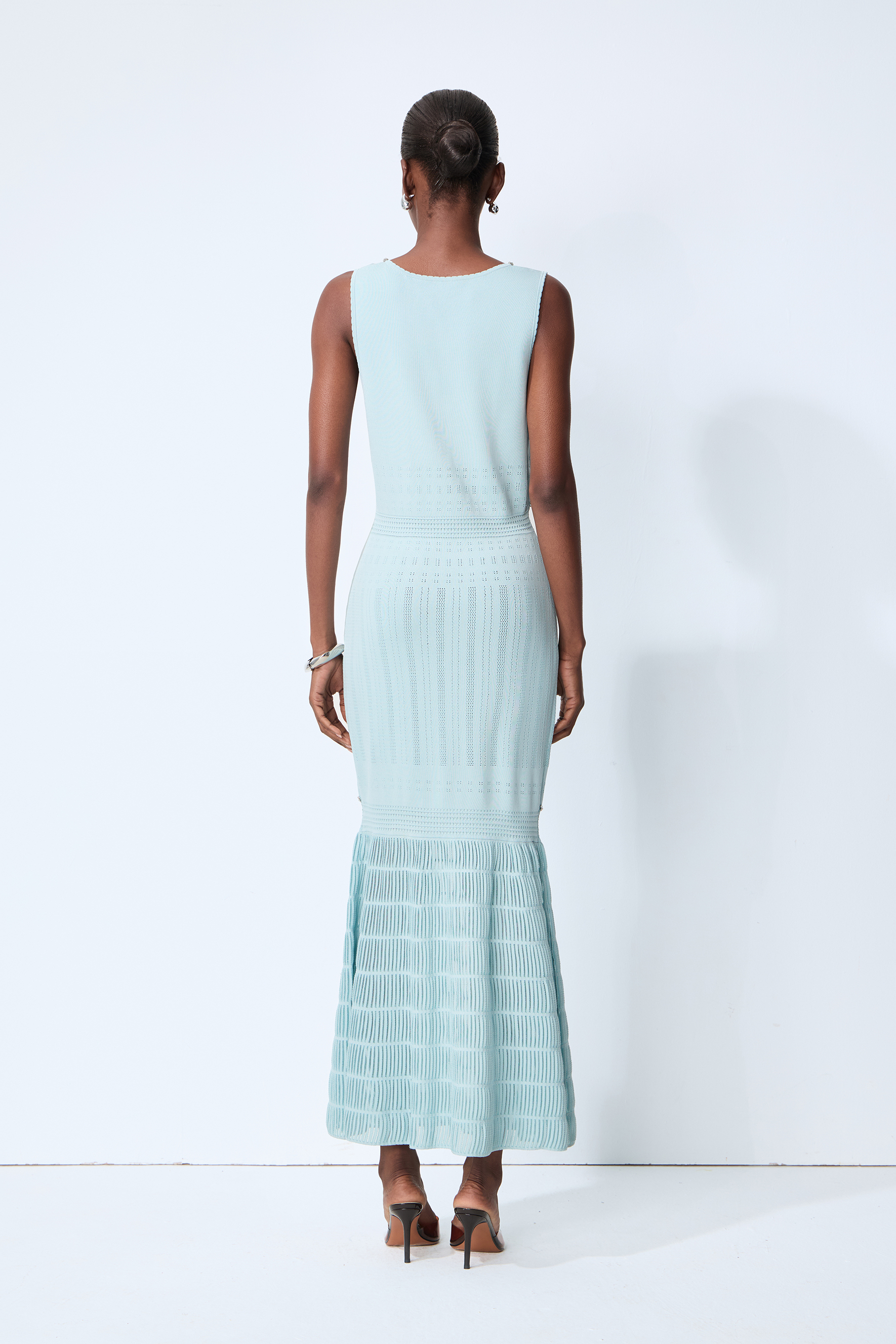 Purely Yours Blue Rhinestone Trim Sleeveless Knit Maxi Dress