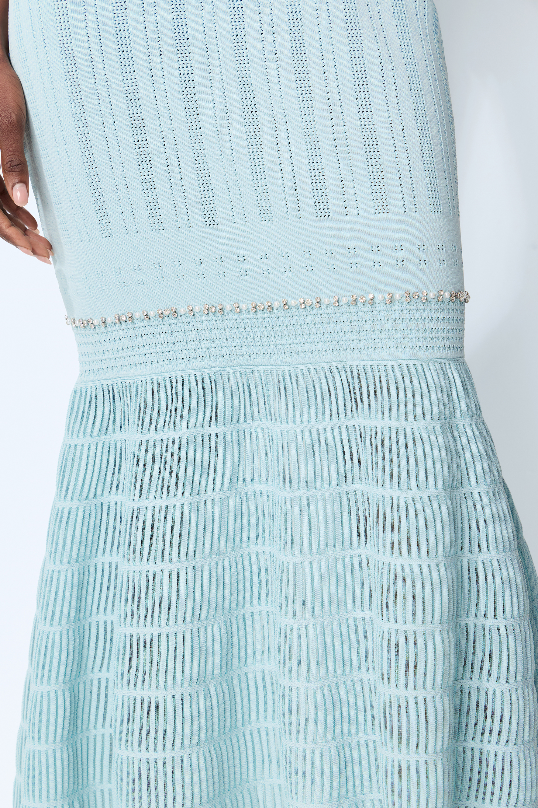 Purely Yours Blue Rhinestone Trim Sleeveless Knit Maxi Dress