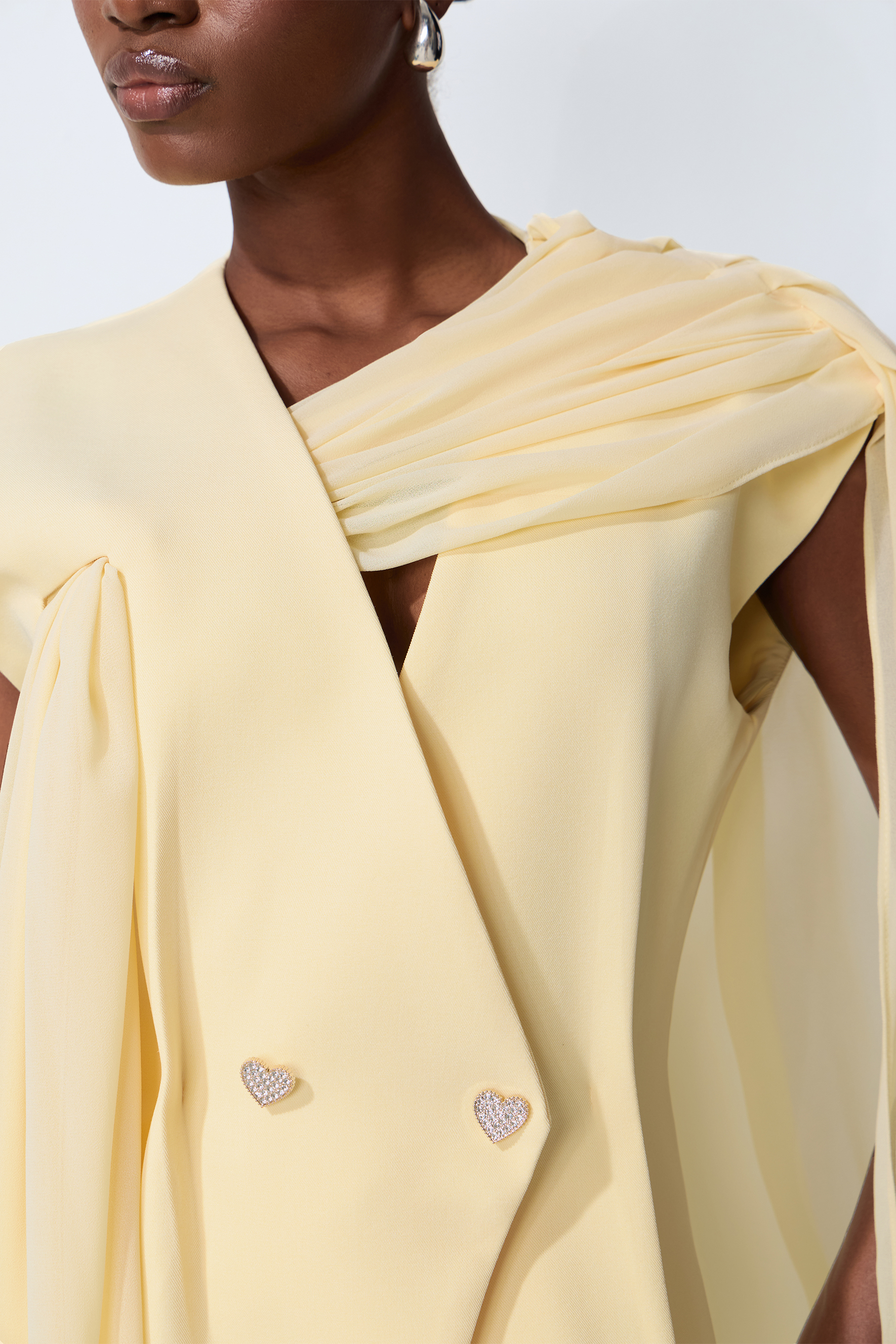 Iconic Glow Yellow Asymmetrical Draped Top & Wide Leg Pants Set