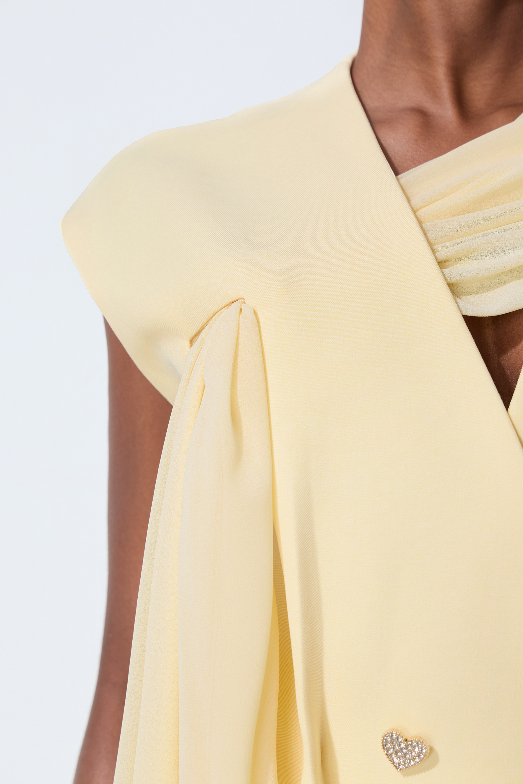 Iconic Glow Yellow Asymmetrical Draped Top & Wide Leg Pants Set