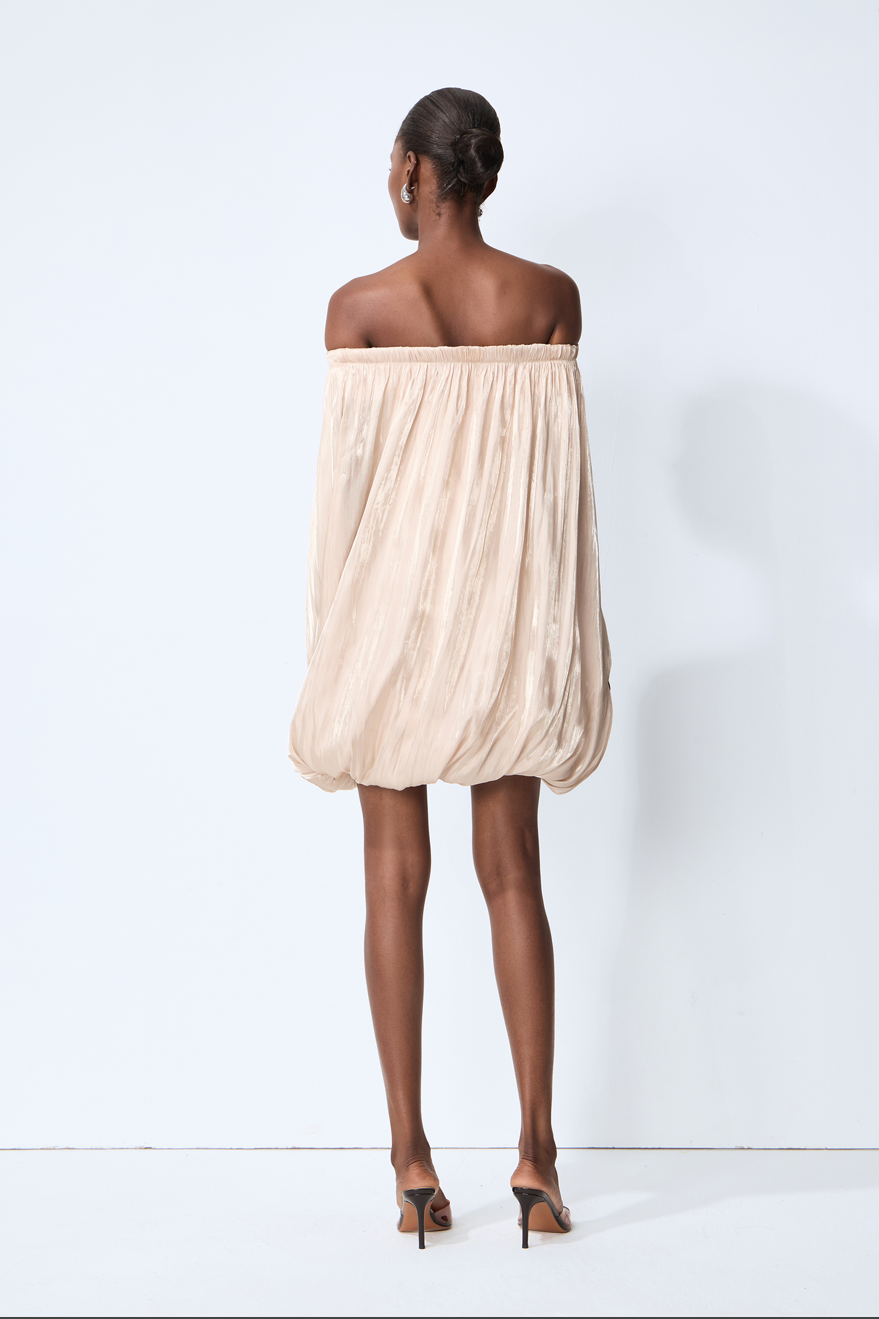 Darling Mood Apricot Off Shoulder Bubble Mini Dress