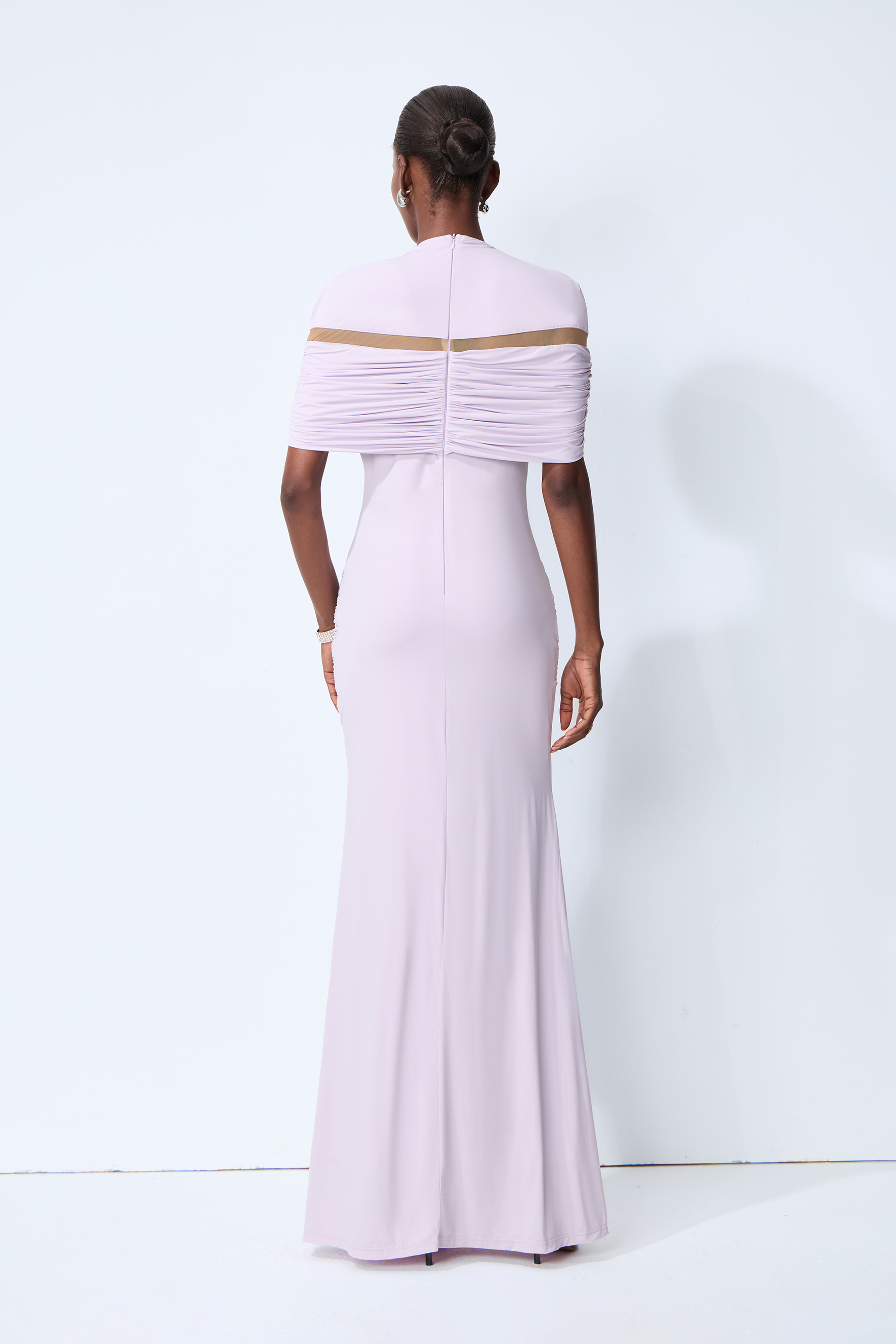 Softly Beautiful Purple Ruched Crisscross Knit Maxi Dress