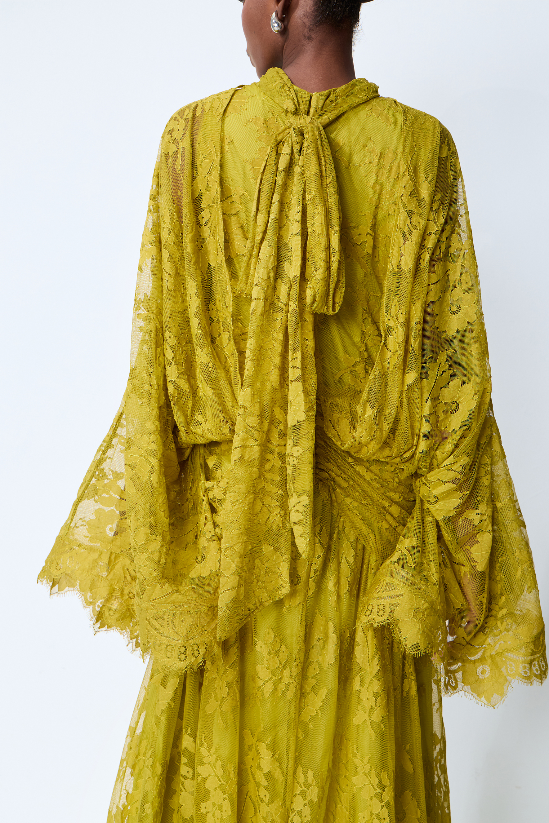 Whispered Feelings Yellow Bell Sleeve Floral Lace Maxi Dress