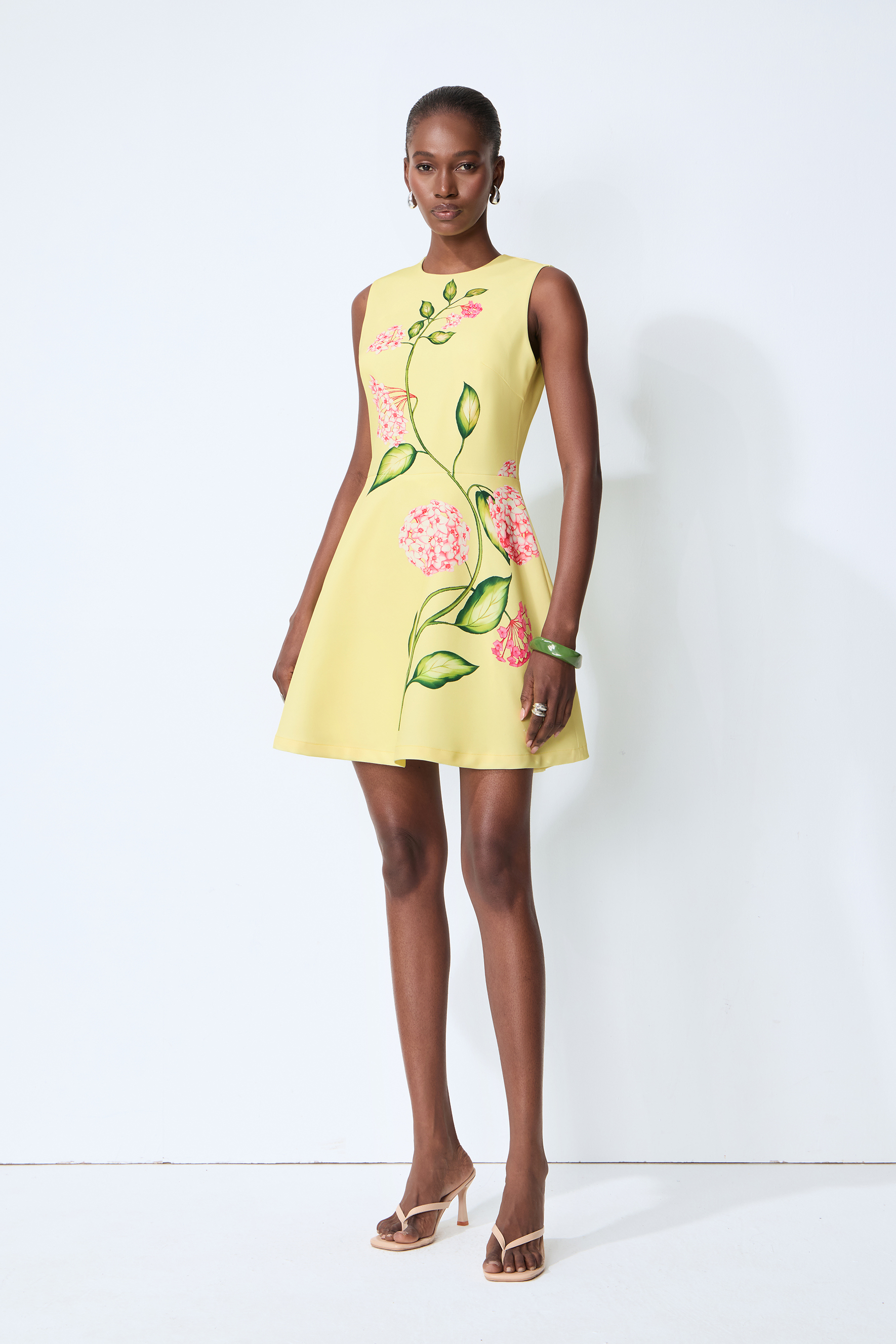 Sunny Darling Yellow Floral Print Sleeveless Mini Dress