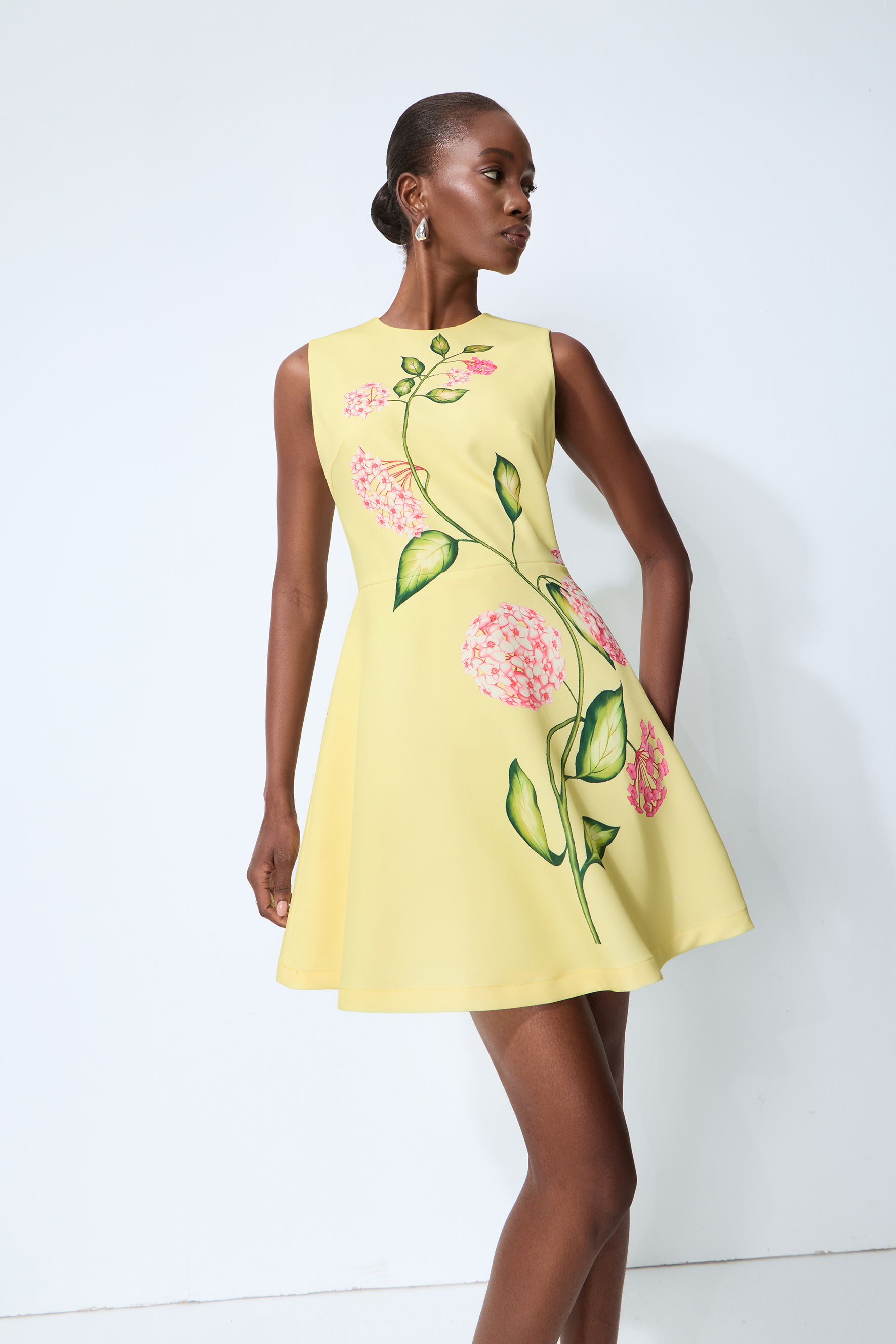 Sunny Darling Yellow Floral Print Sleeveless Mini Dress