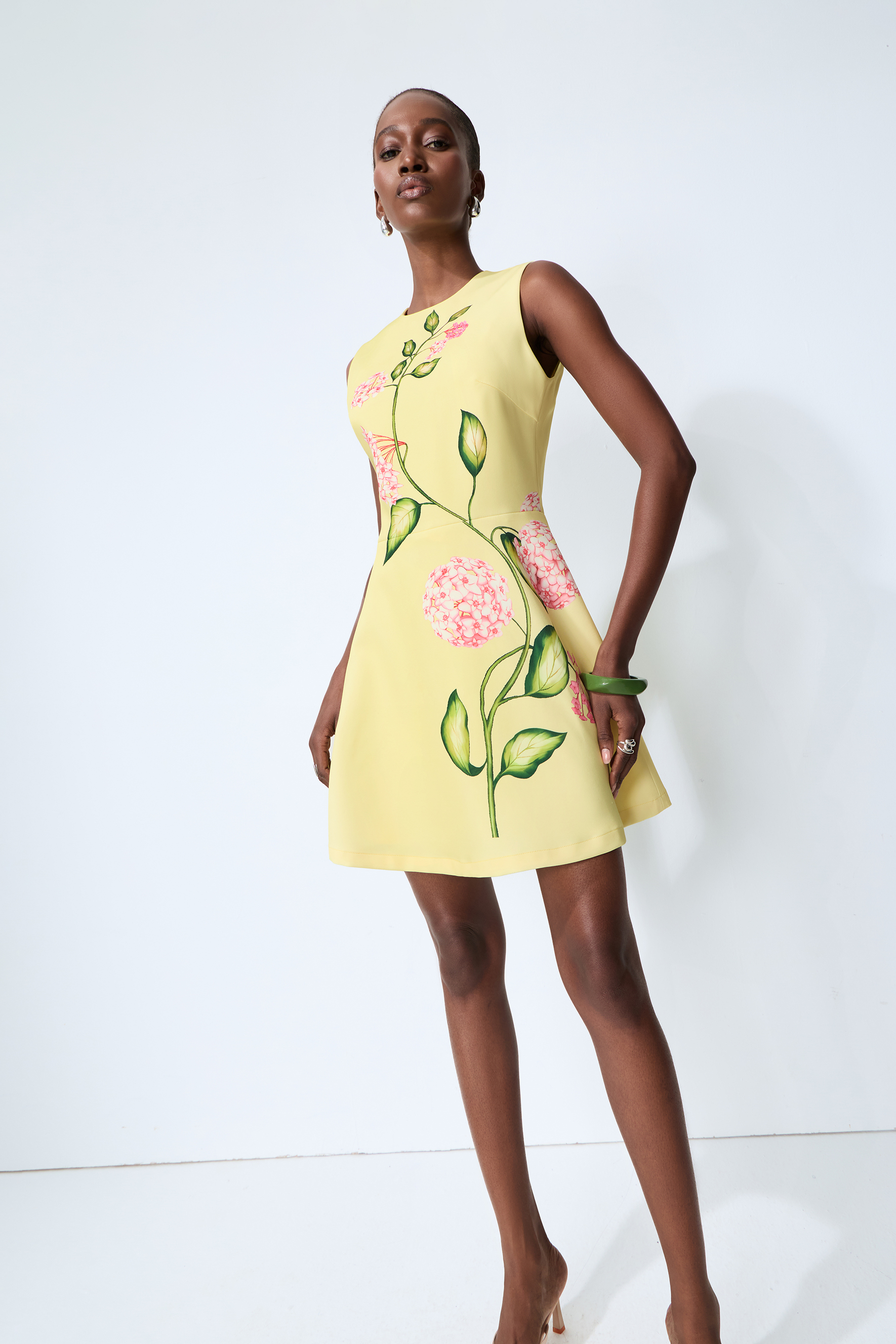 Sunny Darling Yellow Floral Print Sleeveless Mini Dress