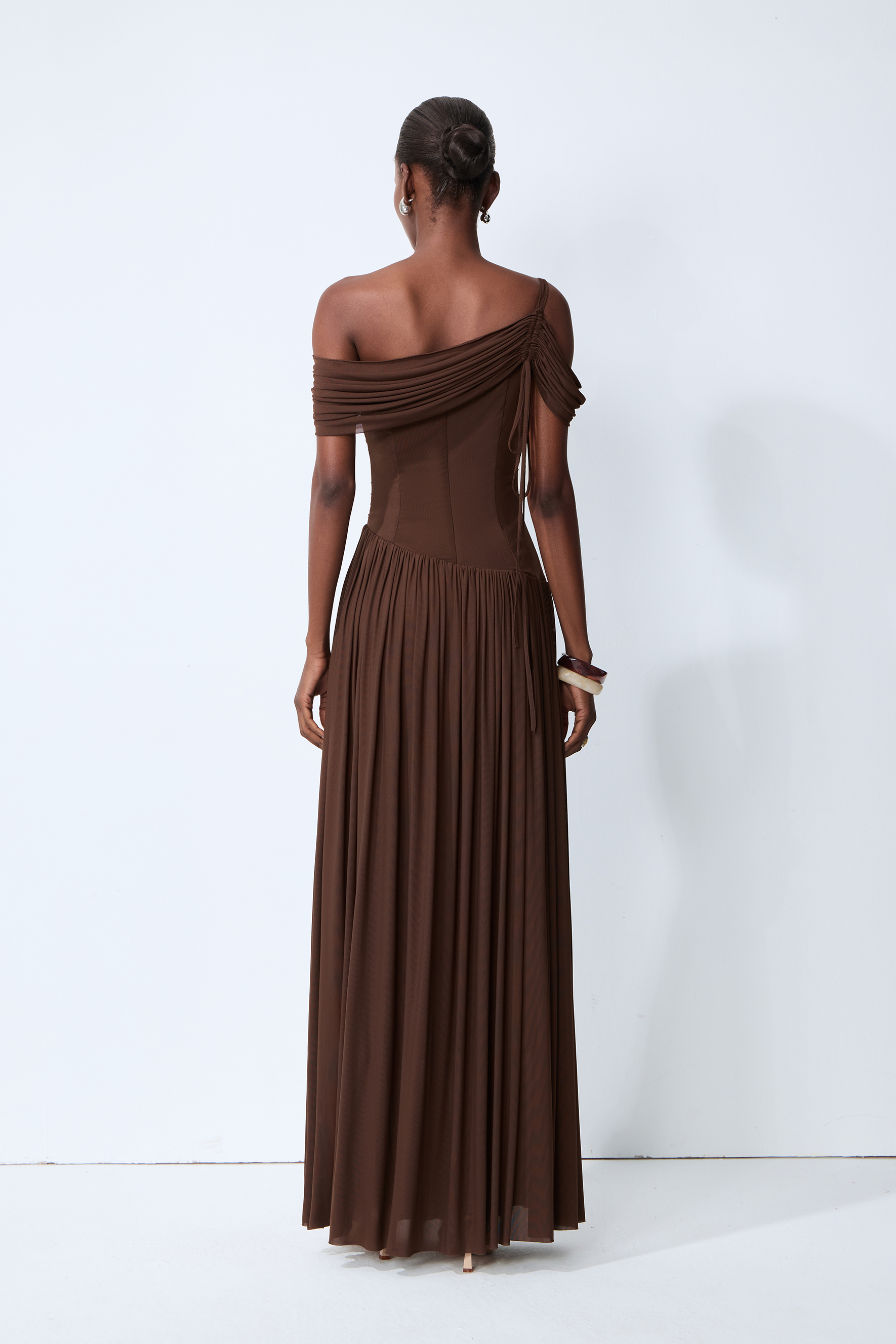 Lost After Dark Brown One Shoulder Cutout Maxi Dress