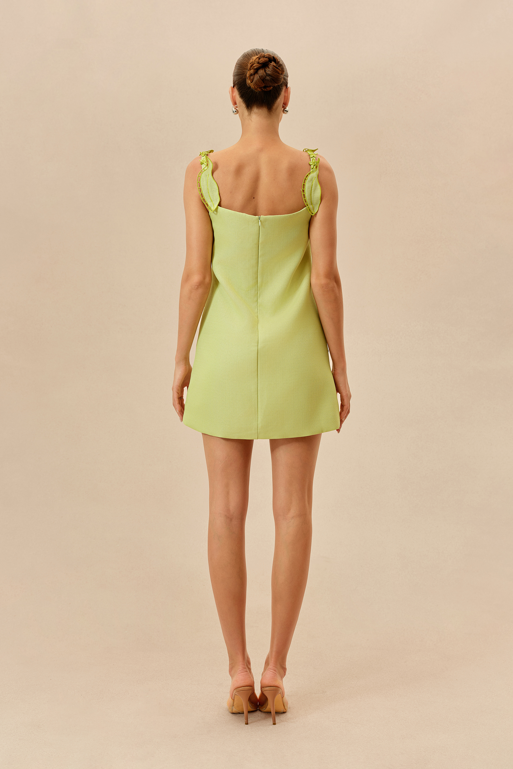 Feeling Fresh Light Green Floral Embroidered Sleeveless Mini Dress