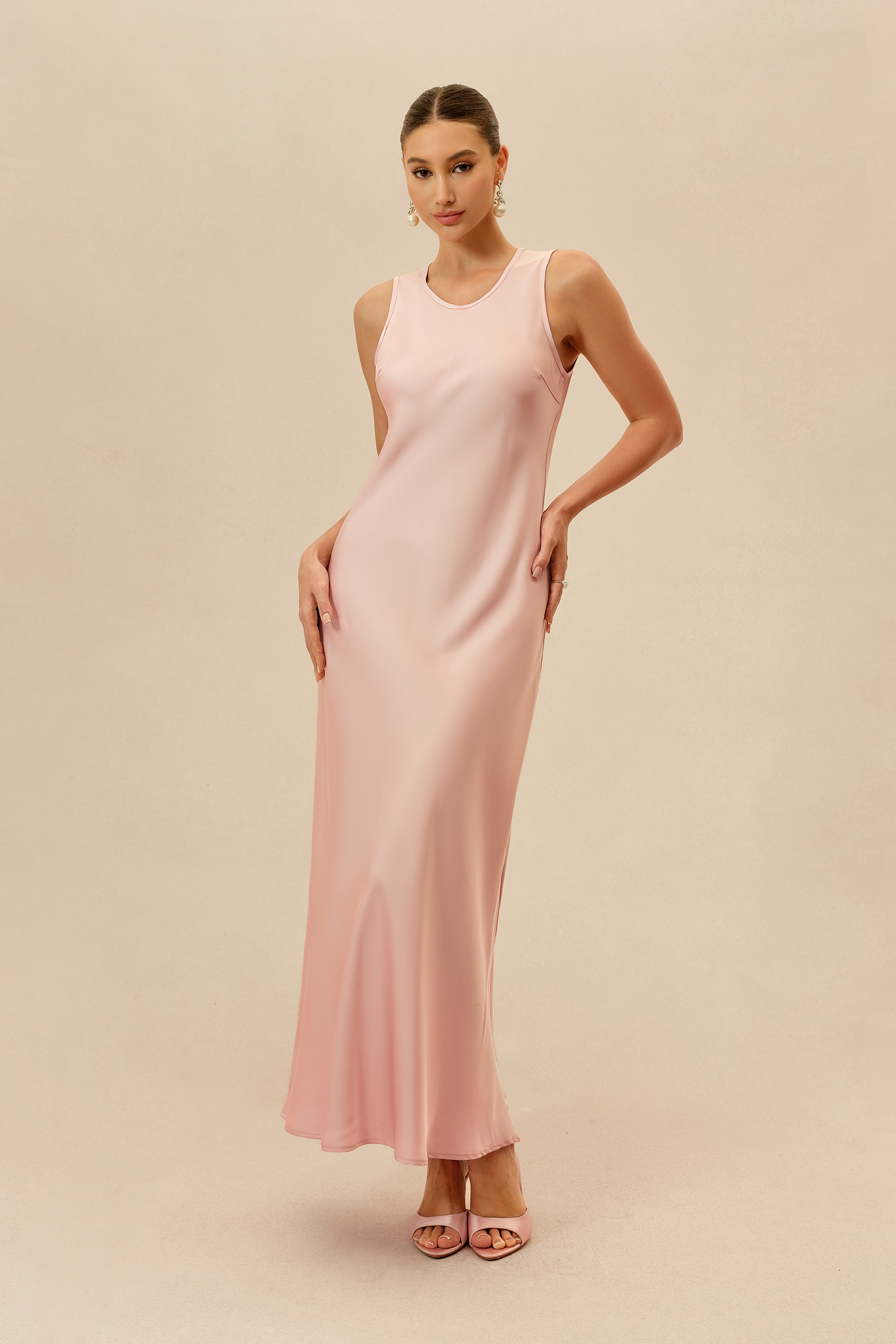 Own The Night Pink Sleeveless Maxi Dress With Embellished Cape