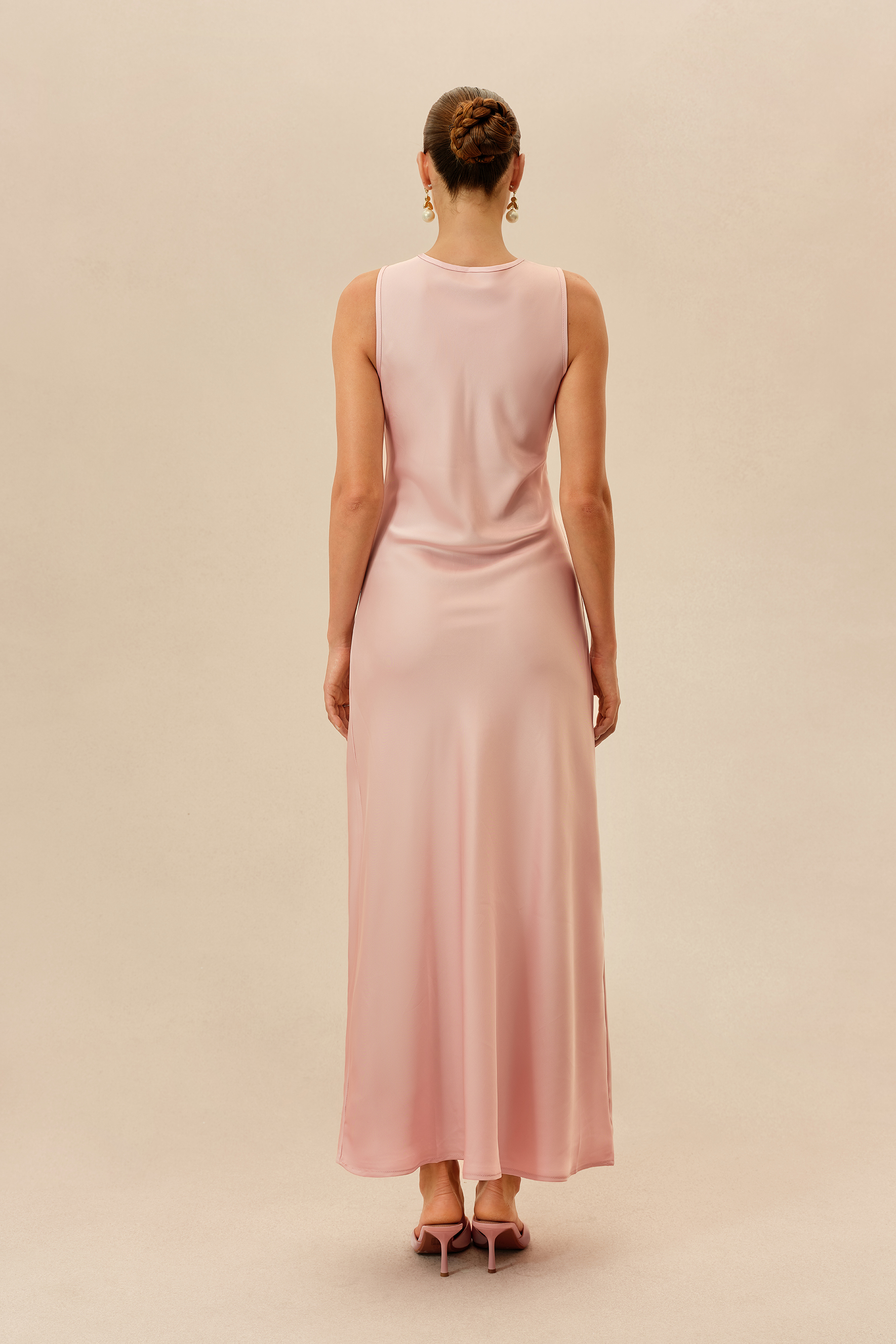 Own The Night Pink Sleeveless Maxi Dress With Embellished Cape