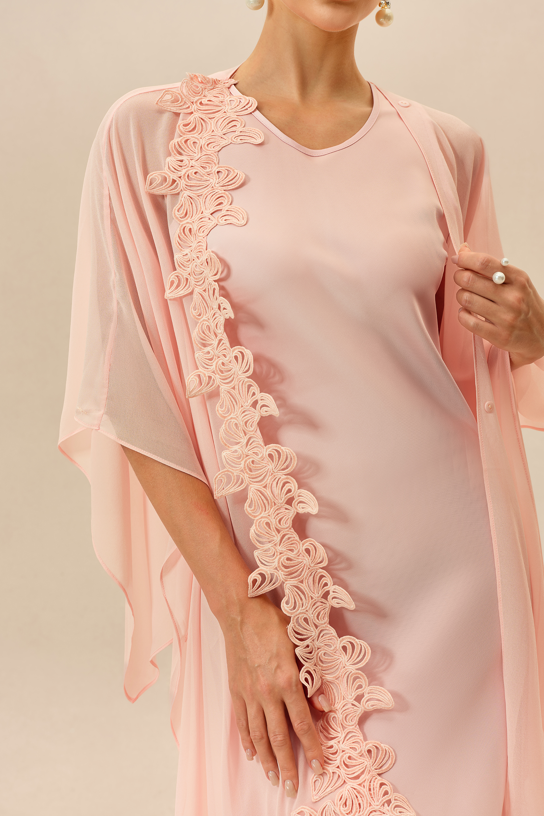 Own The Night Pink Sleeveless Maxi Dress With Embellished Cape