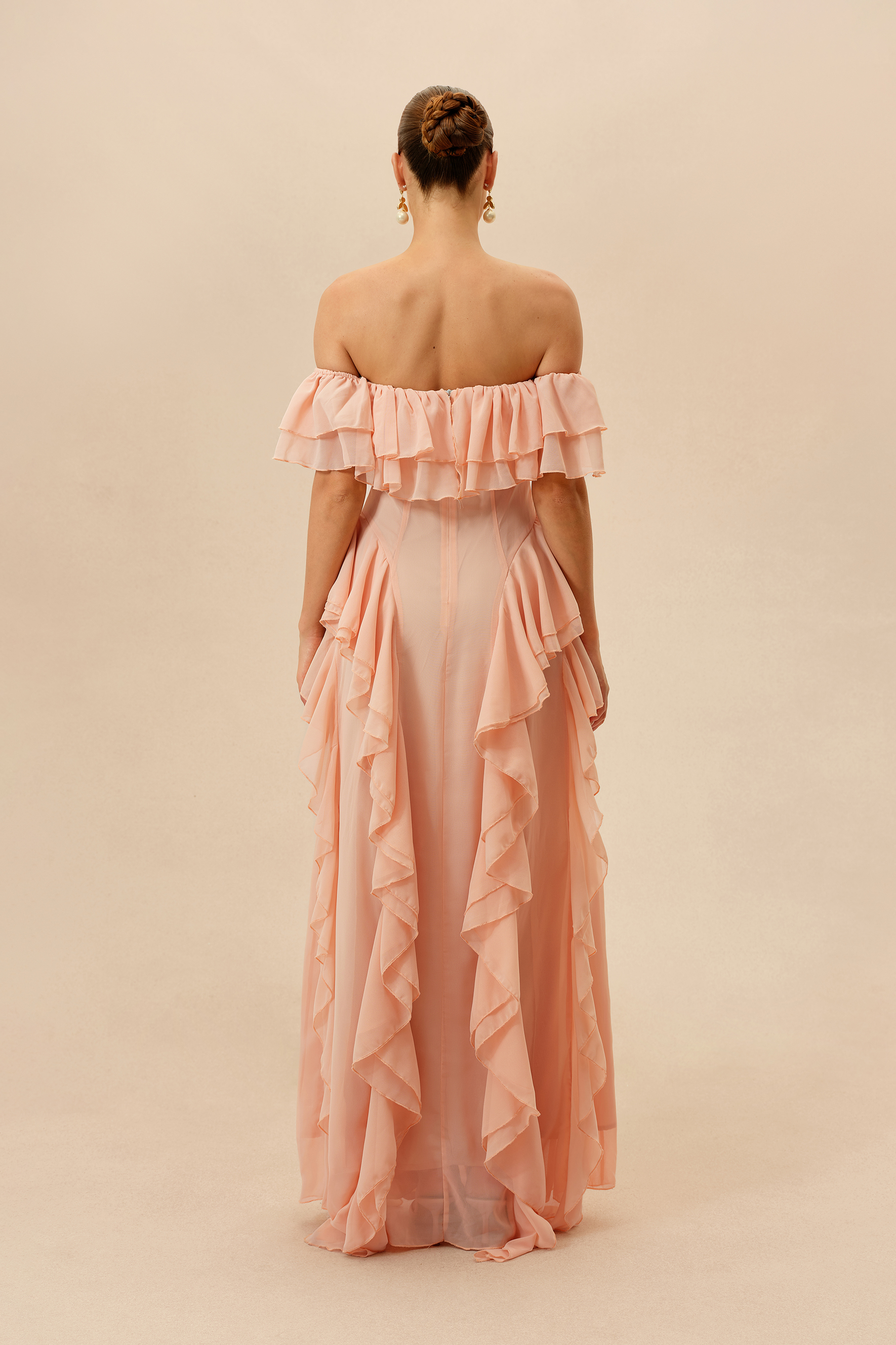 Every Love Song Pink Off-The-Shoulder Ruffle Maxi Dress