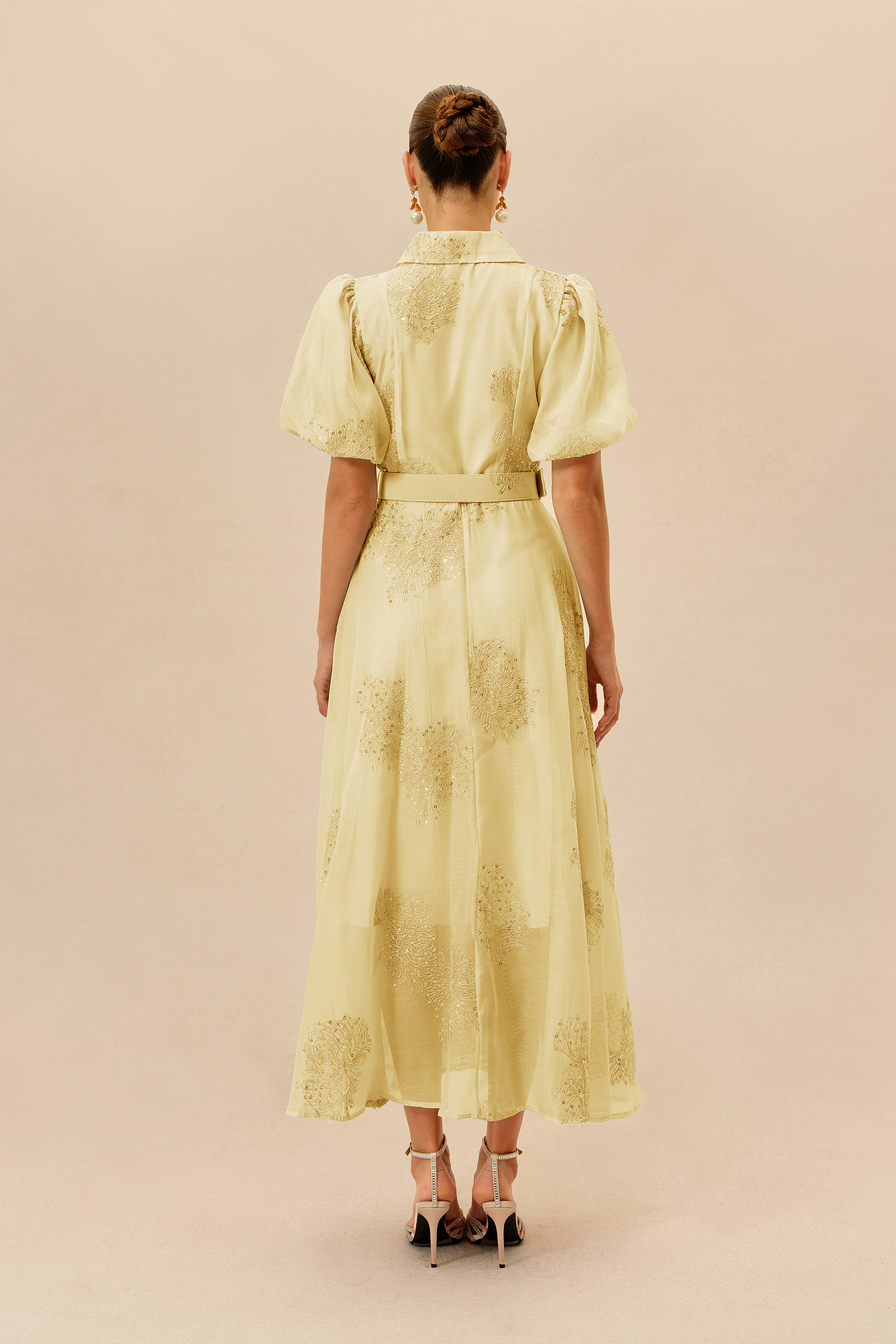 Always A Classic Yellow Short Sleeve Embroidered Maxi Dress