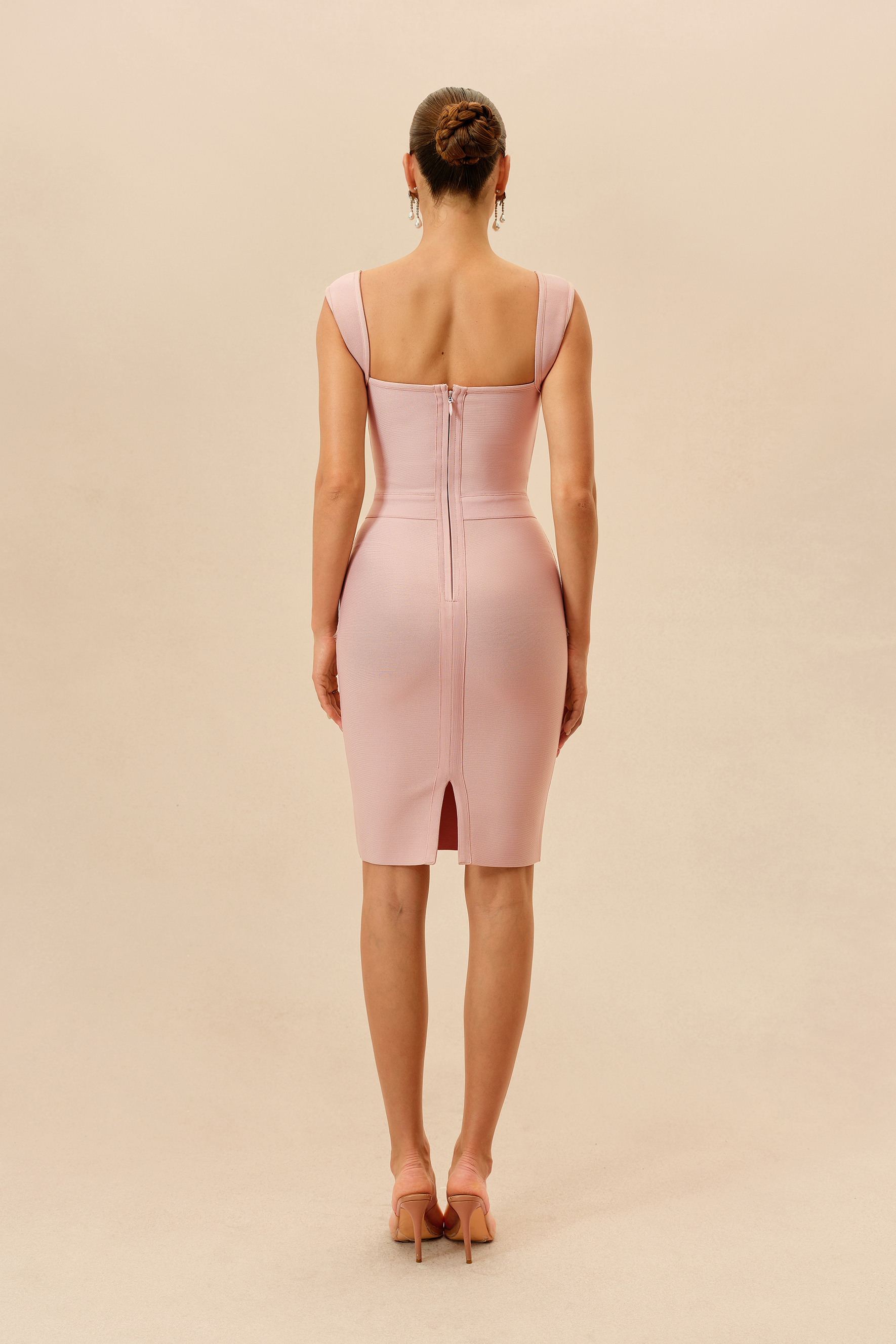 Sweet Invitation Blush Lace Corset Wide Strap Midi Dress