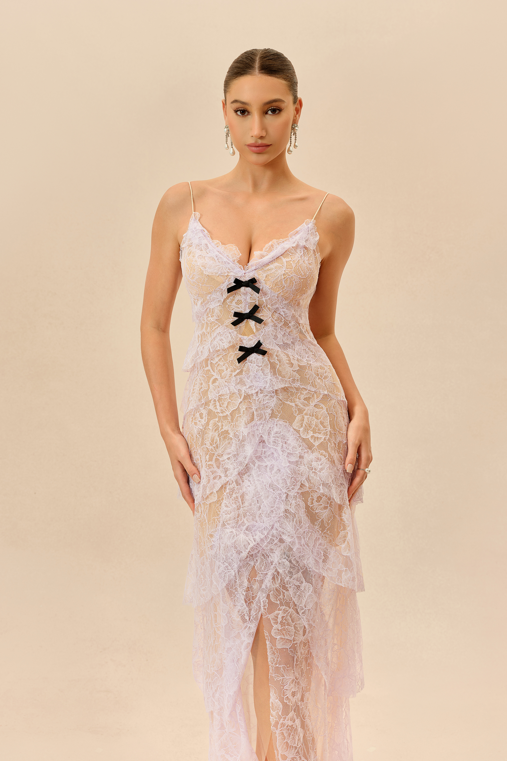 Fatal Attraction Viola Floral Lace Layered Hem Maxi Dress