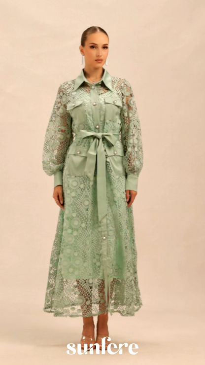 Rosa Sheer Lace Long Sleeve Maxi Dress