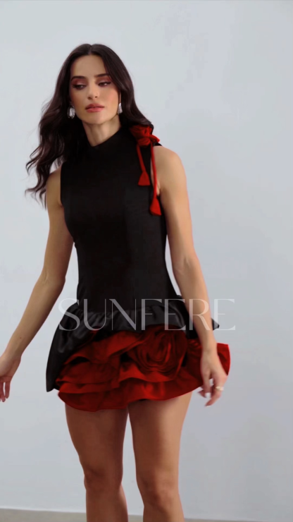 Fiona Floral Applique Layered Ruffle Mini Dress