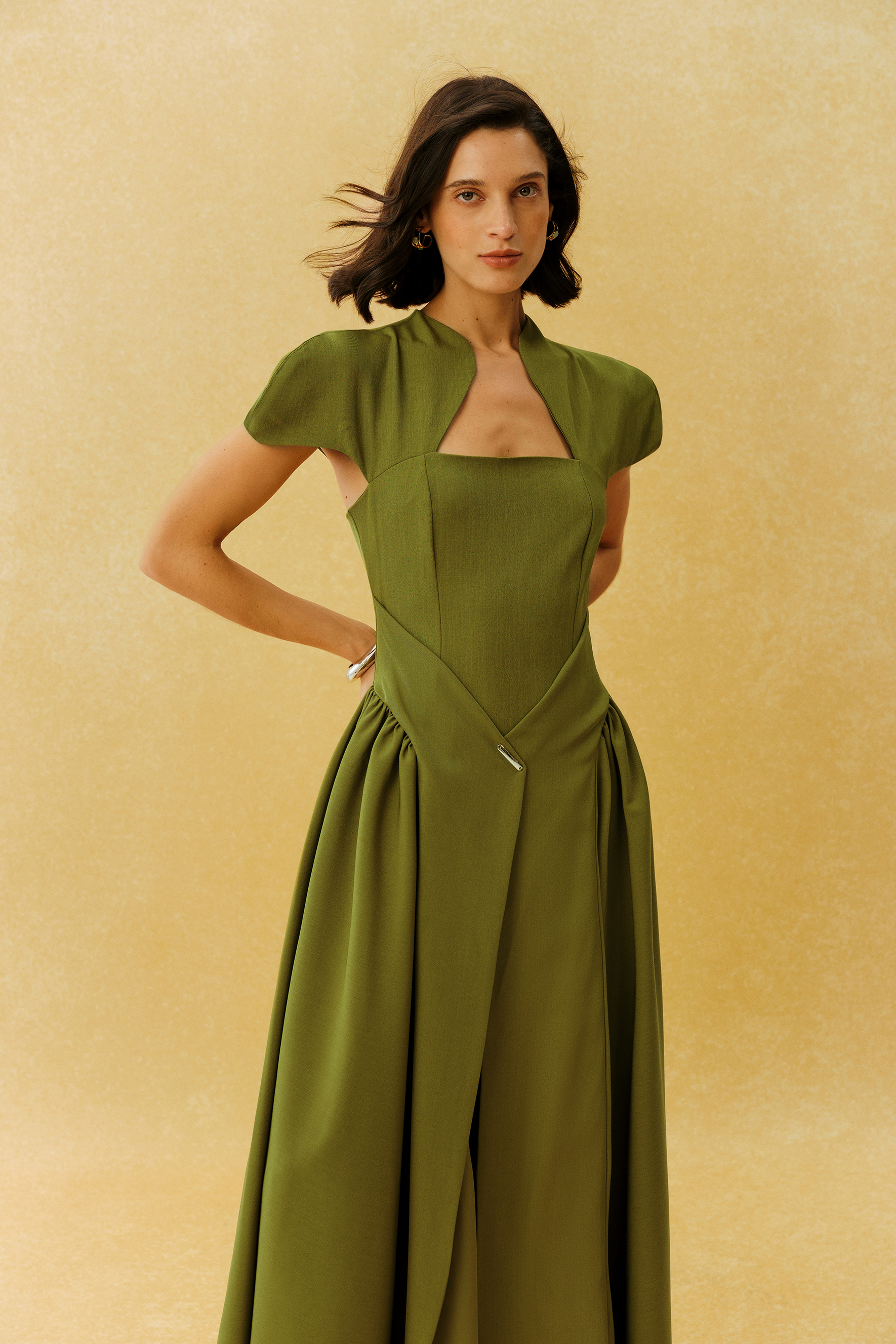 Came For You Green Notch Neck Cap Sleeve Maxi Dress