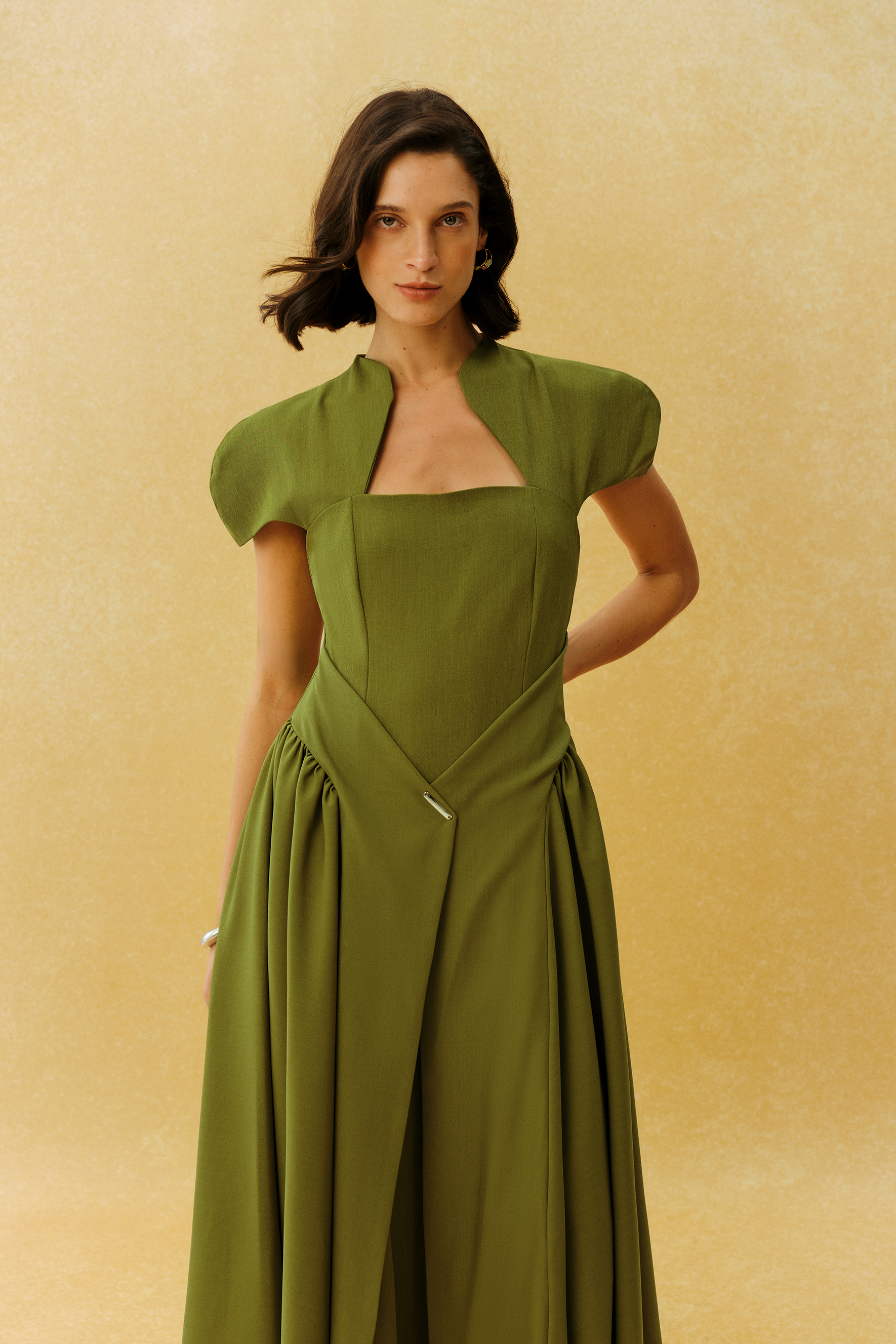 Came For You Green Notch Neck Cap Sleeve Maxi Dress