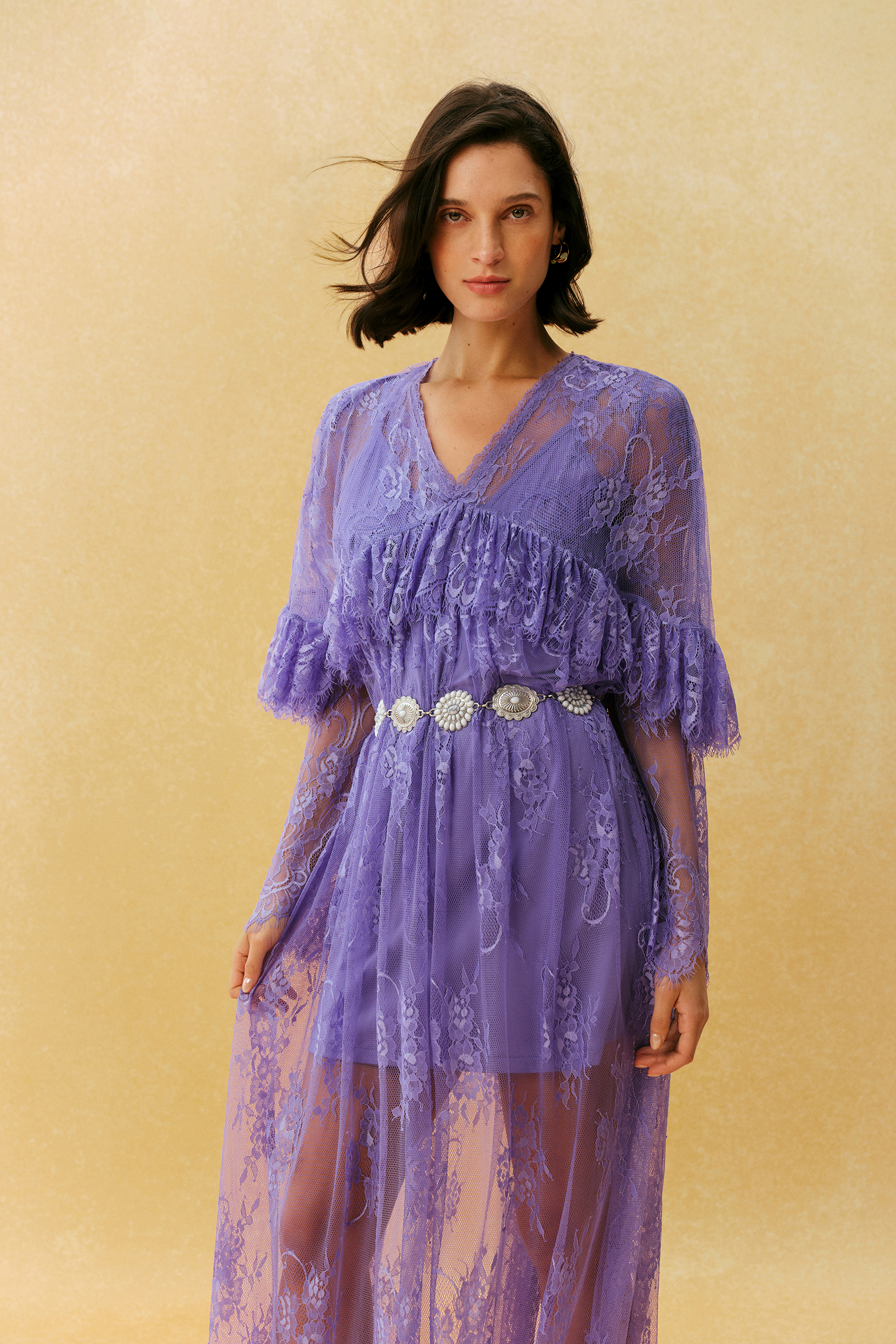 Feeling The Heat Purple Floral Lace Sheer Maxi Dress
