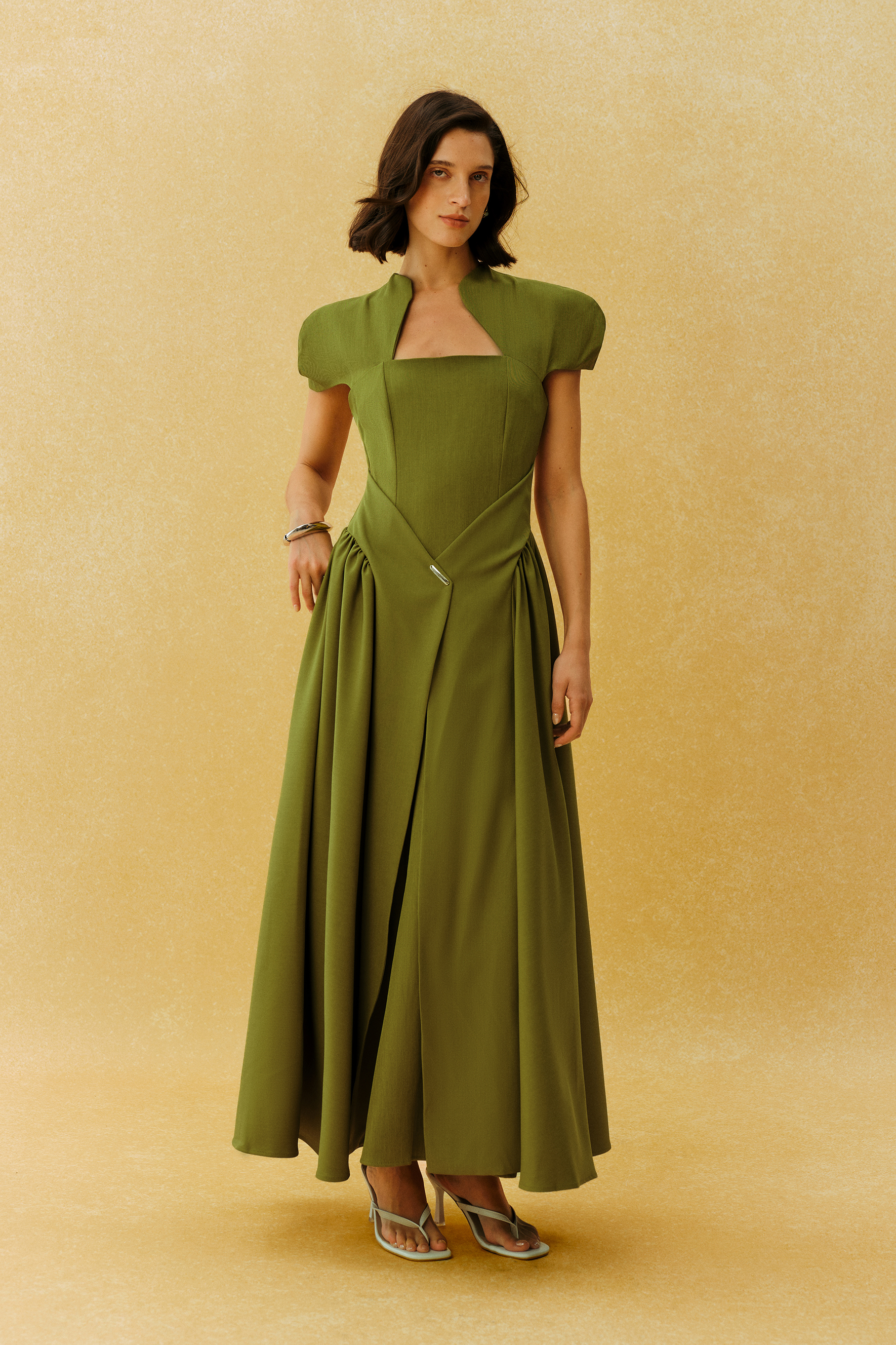 Came For You Green Notch Neck Cap Sleeve Maxi Dress