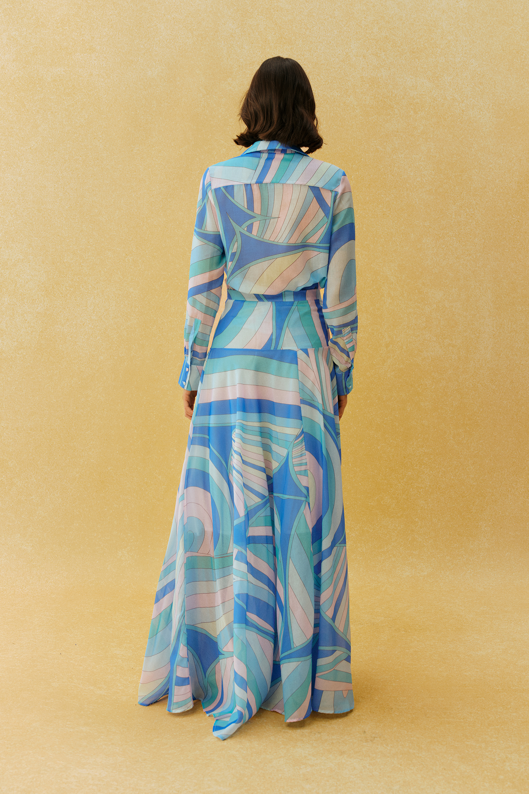 Chill Vibes Blue Abstract Print Shirt & Skirt Set
