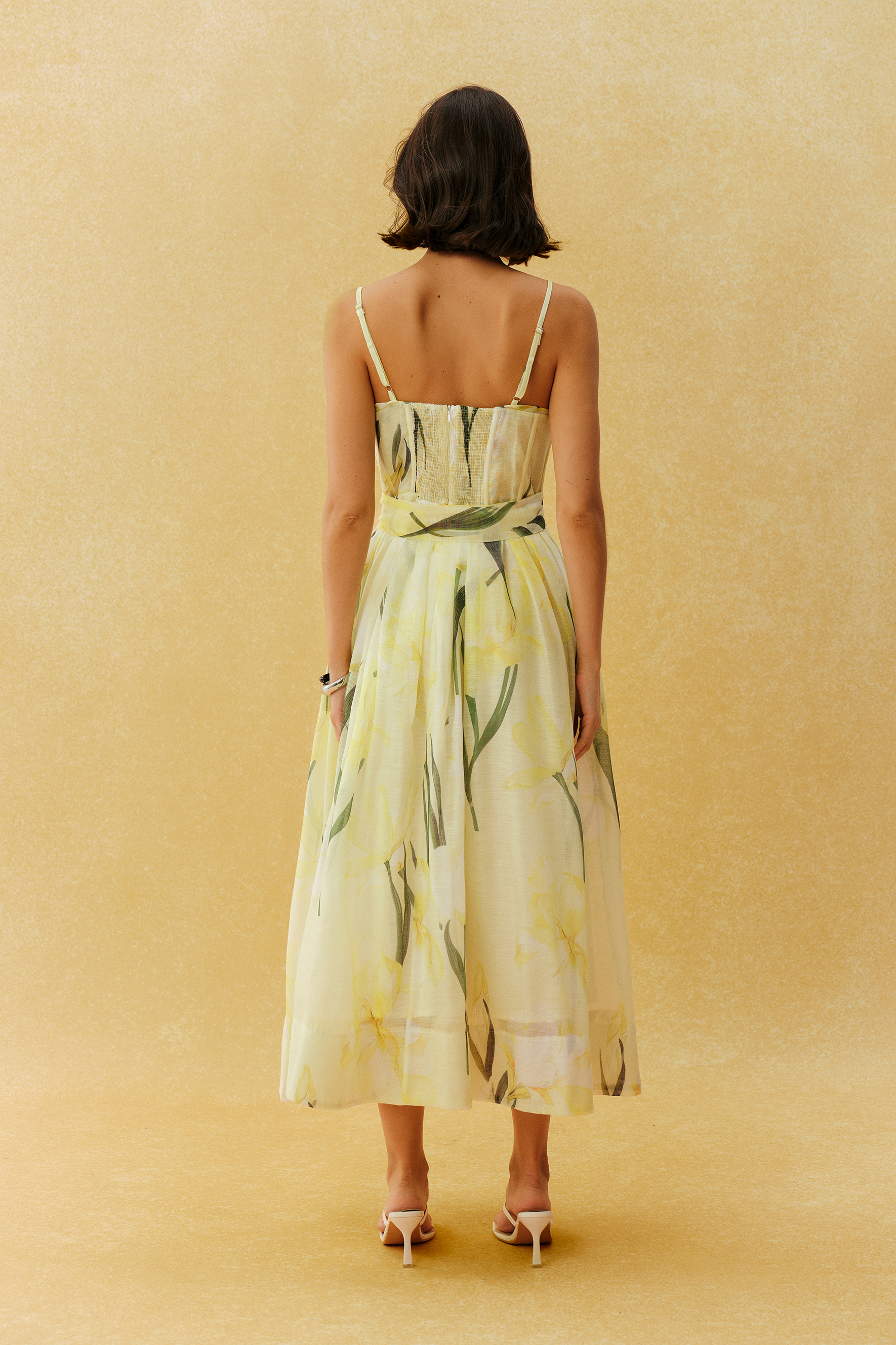 Bright Days Yellow Floral Print Spaghetti Strap Maxi Dress