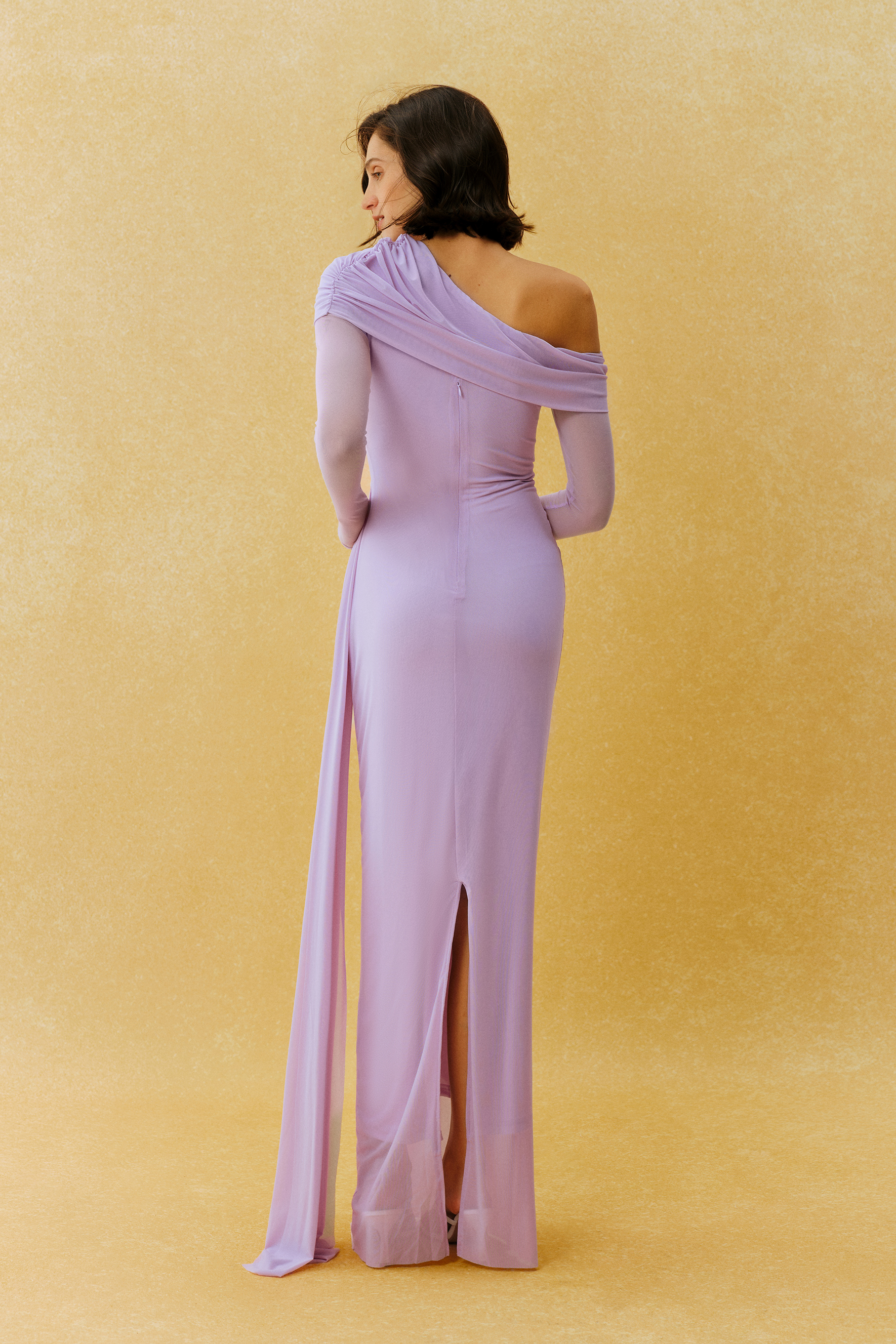 Elegant Hour Purple One Shoulder Ruched Maxi Dress