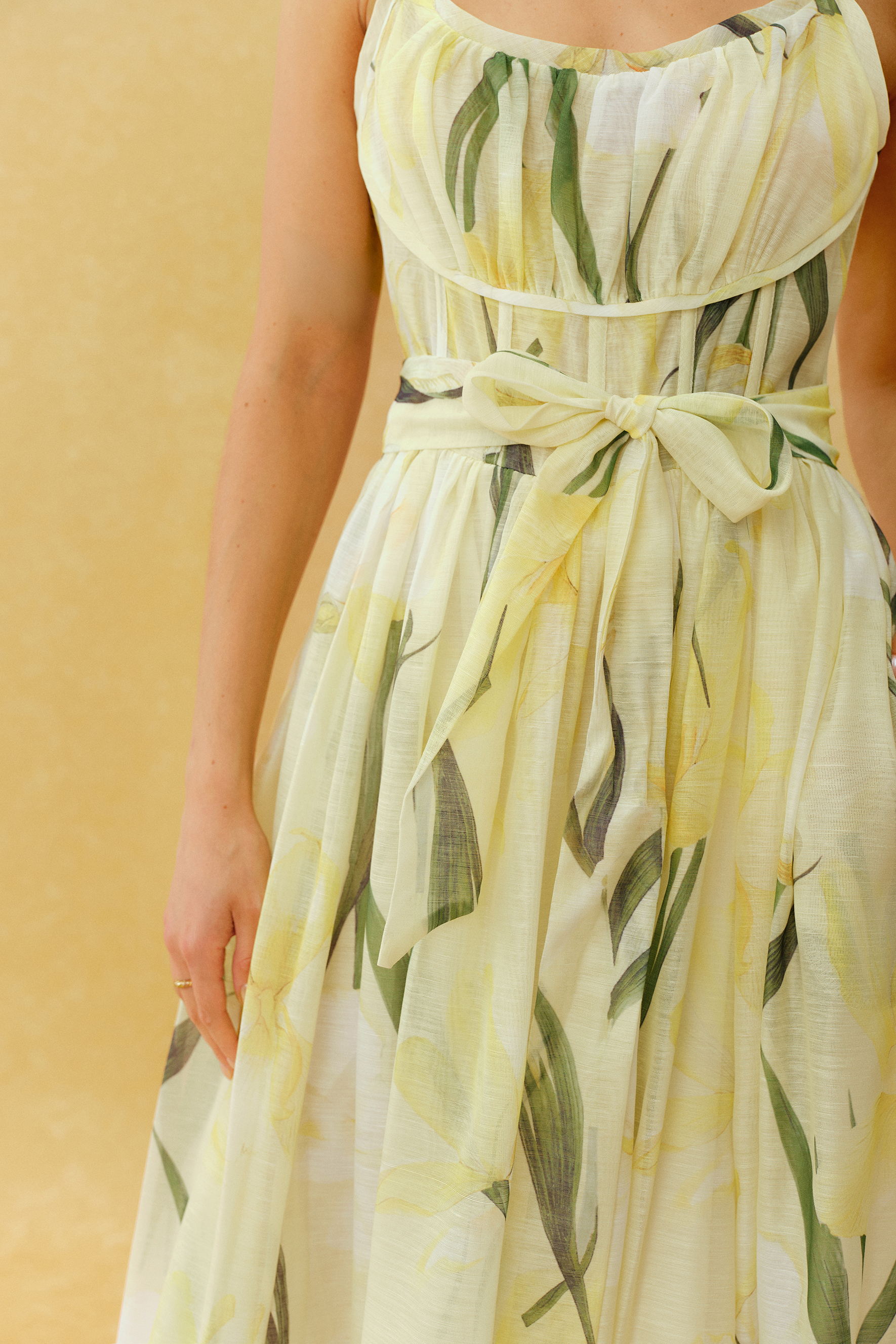 Bright Days Yellow Floral Print Spaghetti Strap Maxi Dress
