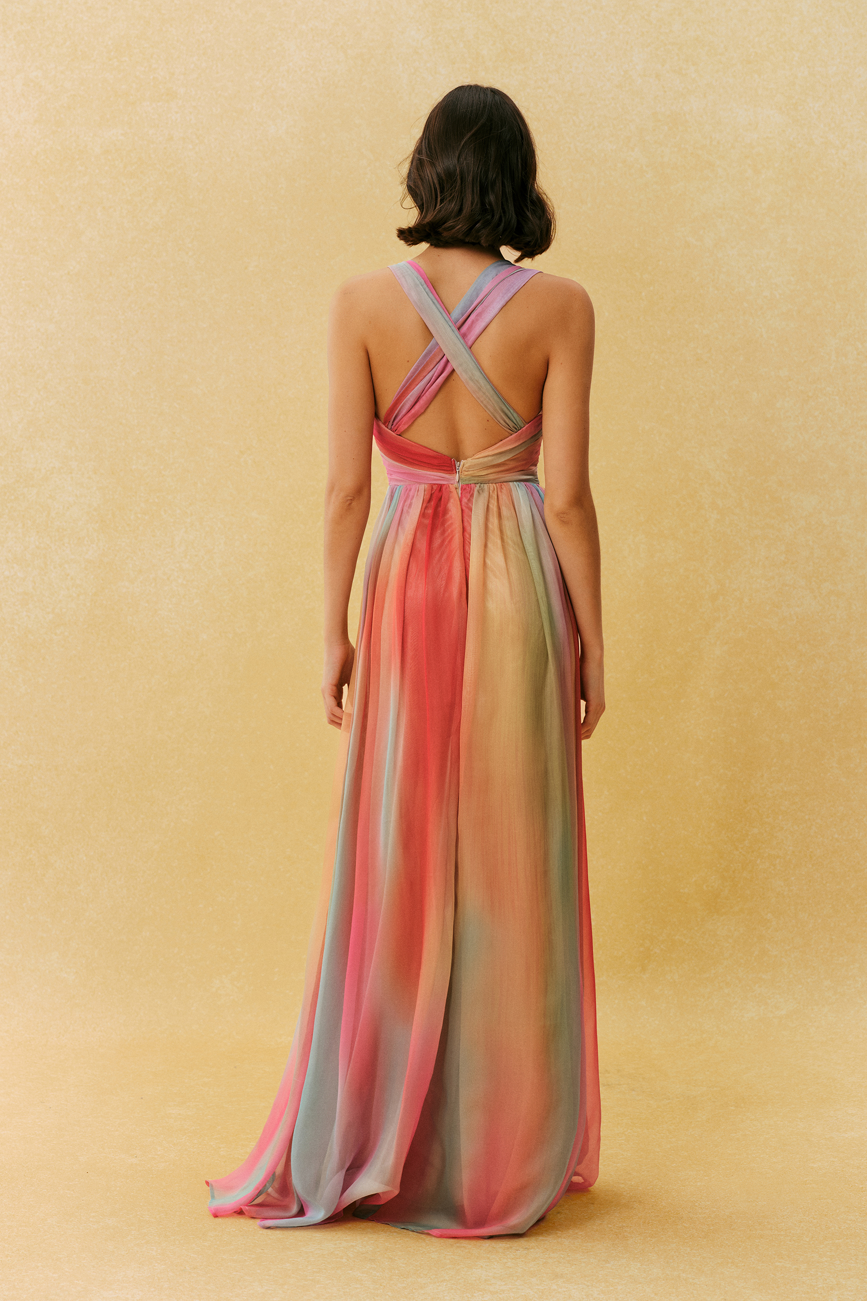 Sunset Society Multi Gradient V Neck Maxi Dress