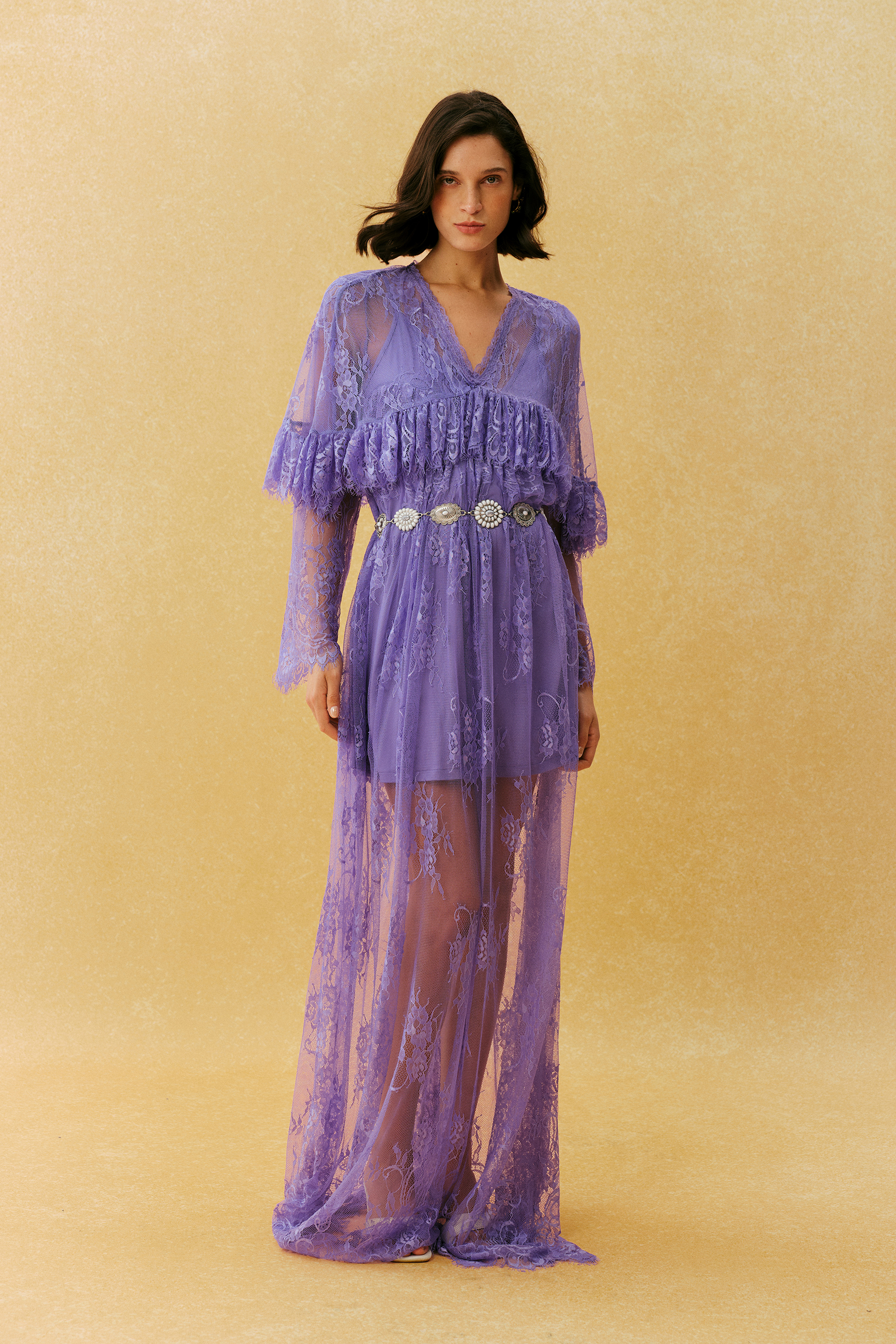Feeling The Heat Purple Floral Lace Sheer Maxi Dress